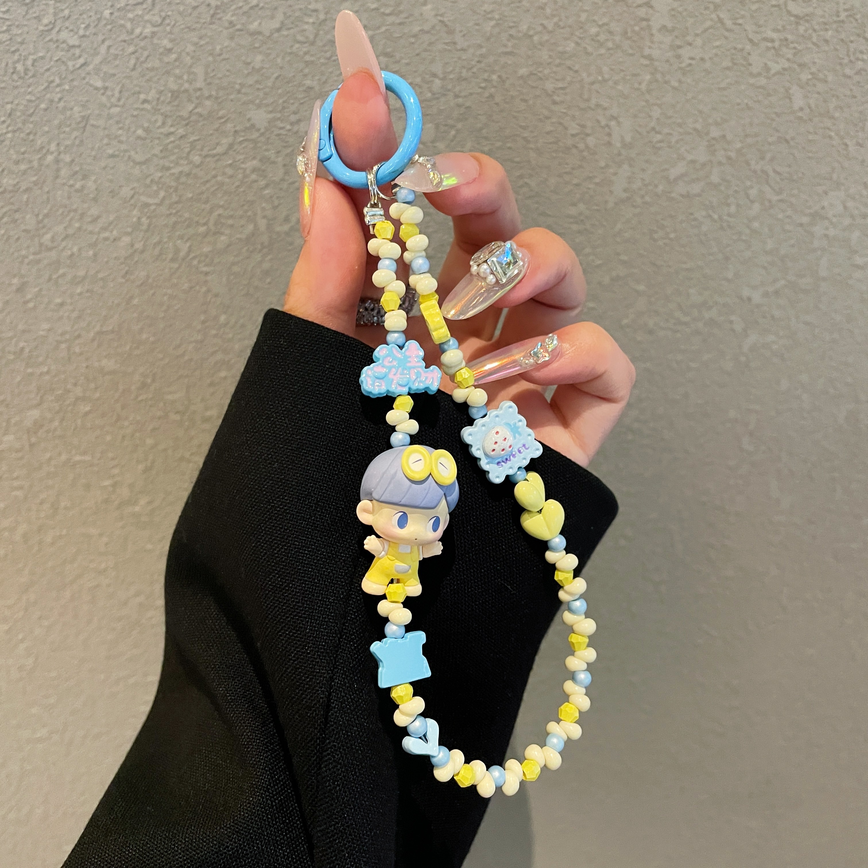 Playful Character & Flower Bead Phone Charms