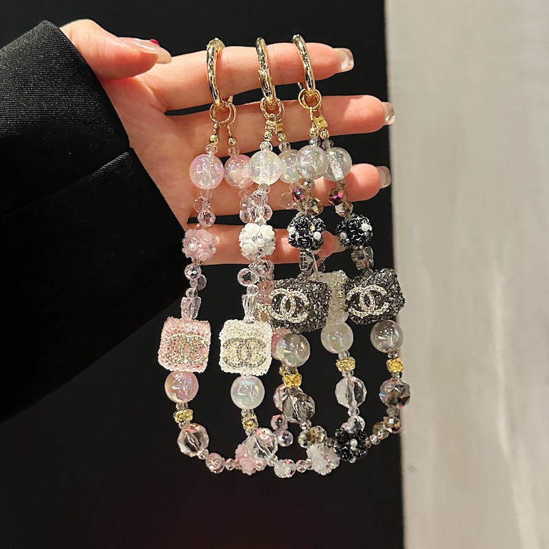 Elegant Crystal Cube & Bead Phone Charms