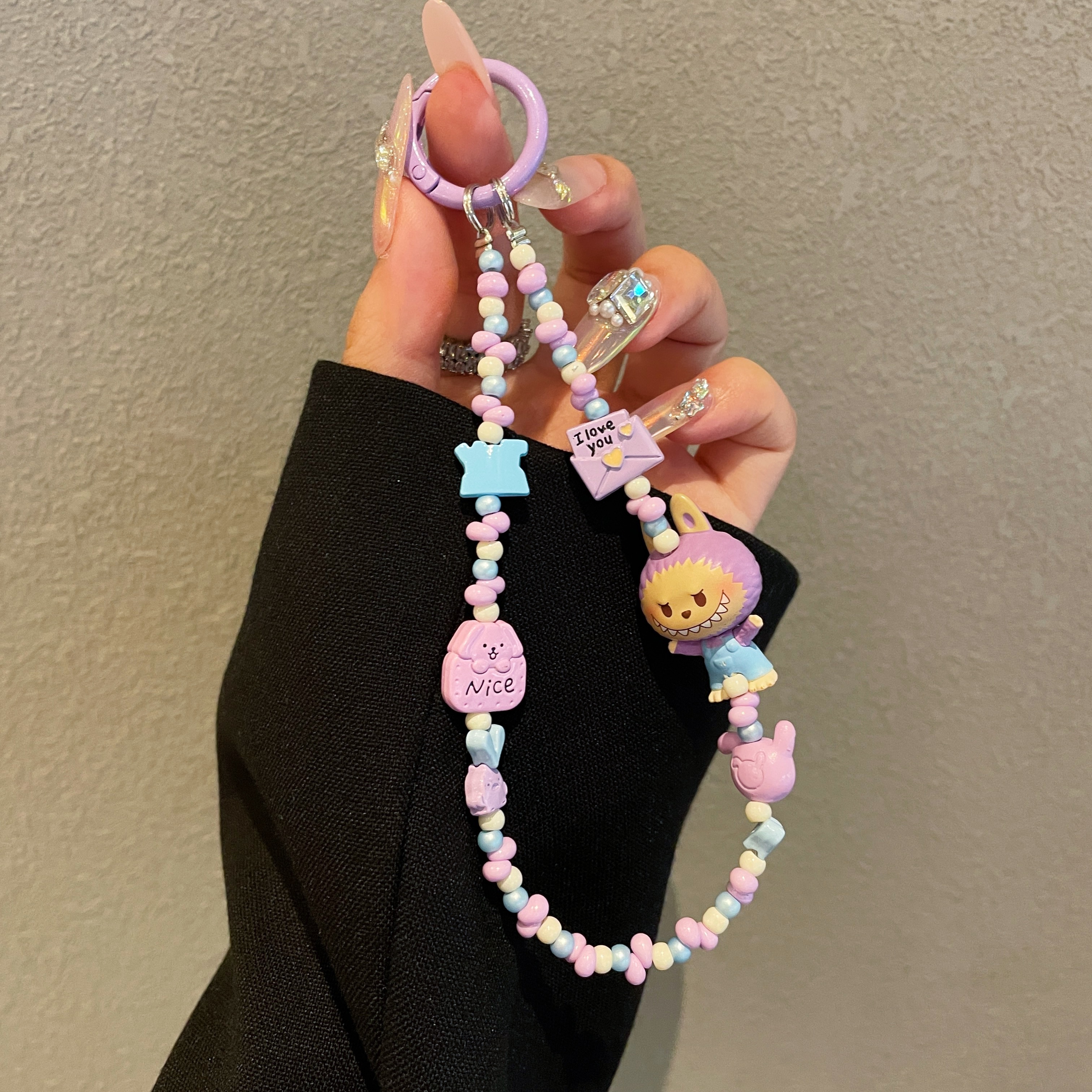 Playful Character & Flower Bead Phone Charms