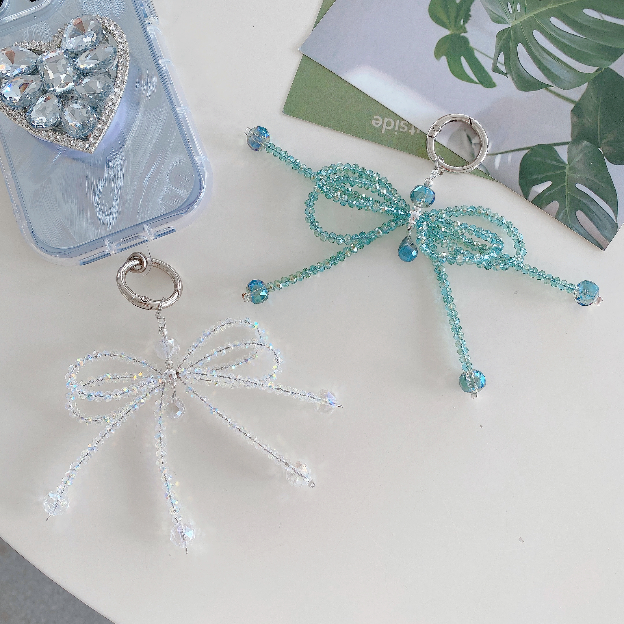 Elegant Crystal Bow Phone Charms