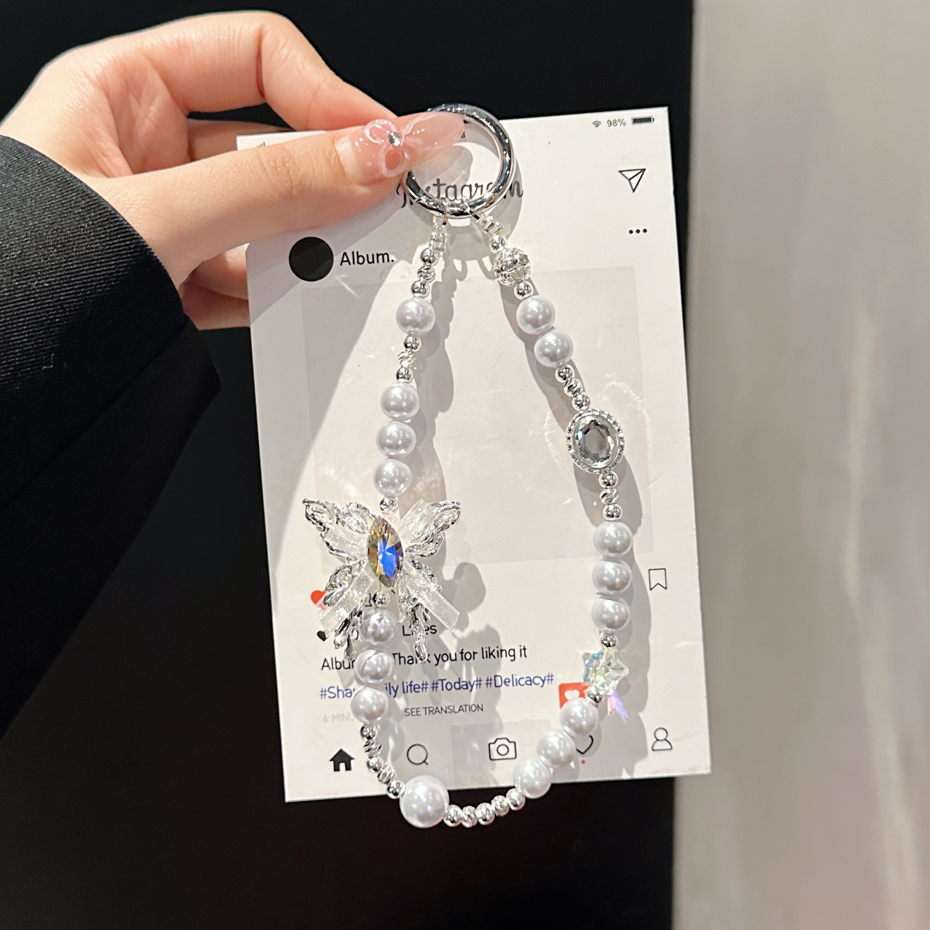 Ethereal Butterfly & Pearl Phone Charms