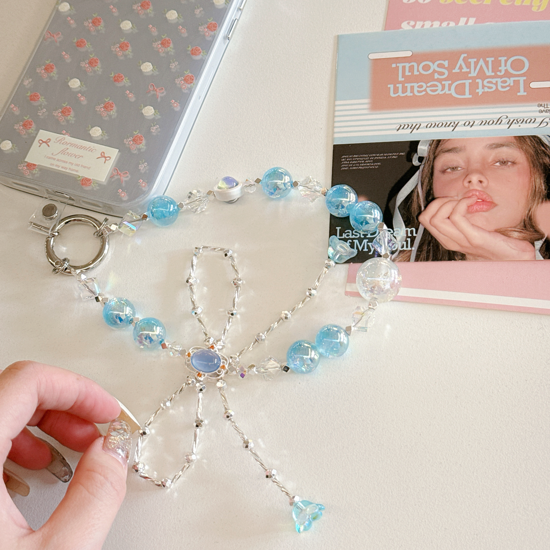 Delicate Flower & Crystal Phone Charms