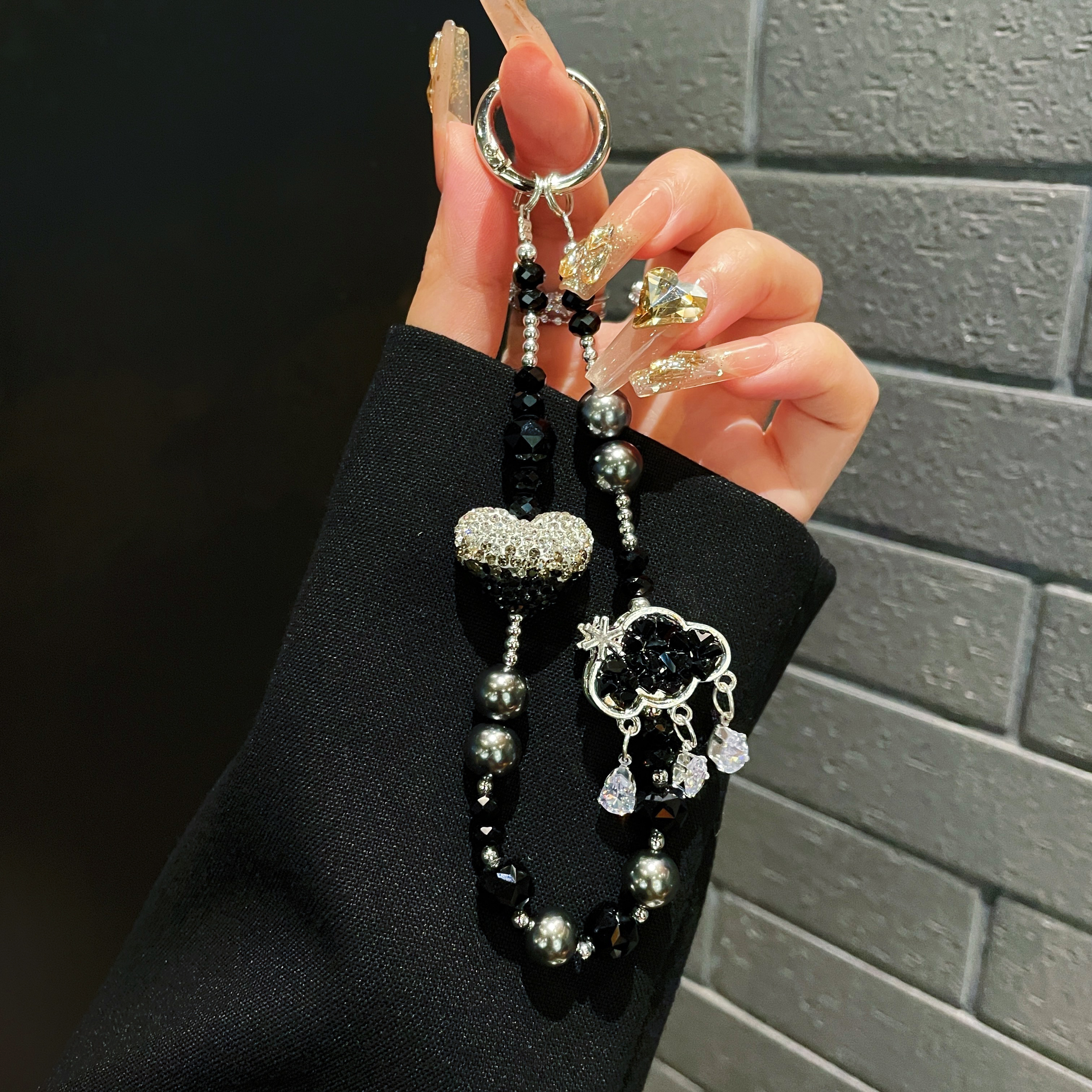 Sparkling Heart & Crystal Charm Phone Chains