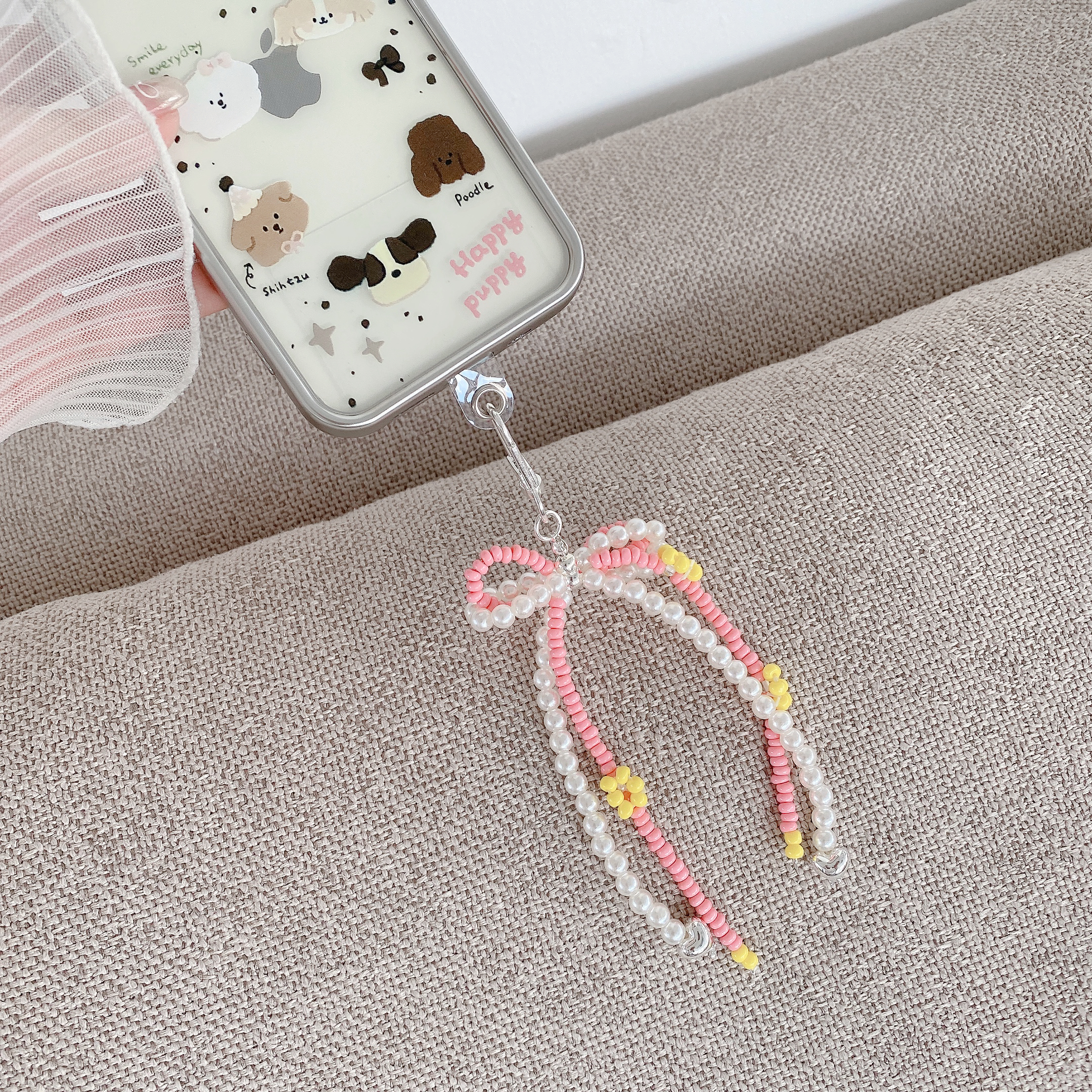 Playful Beaded Bow Phone Charms