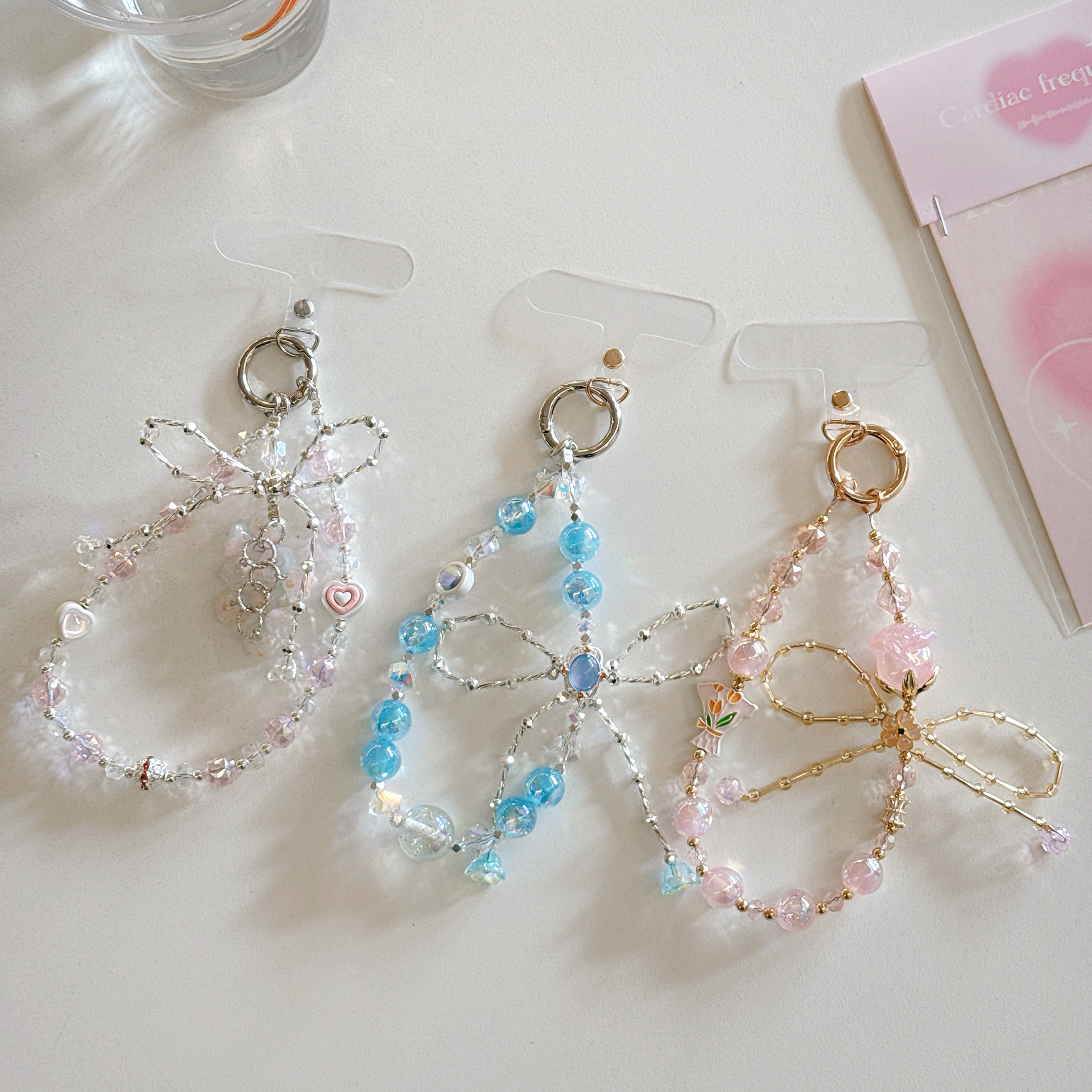 Delicate Flower & Crystal Phone Charms