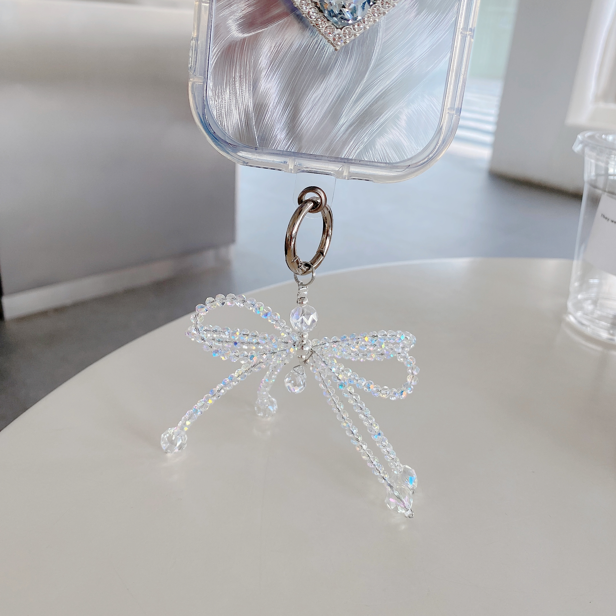 Elegant Crystal Bow Phone Charms