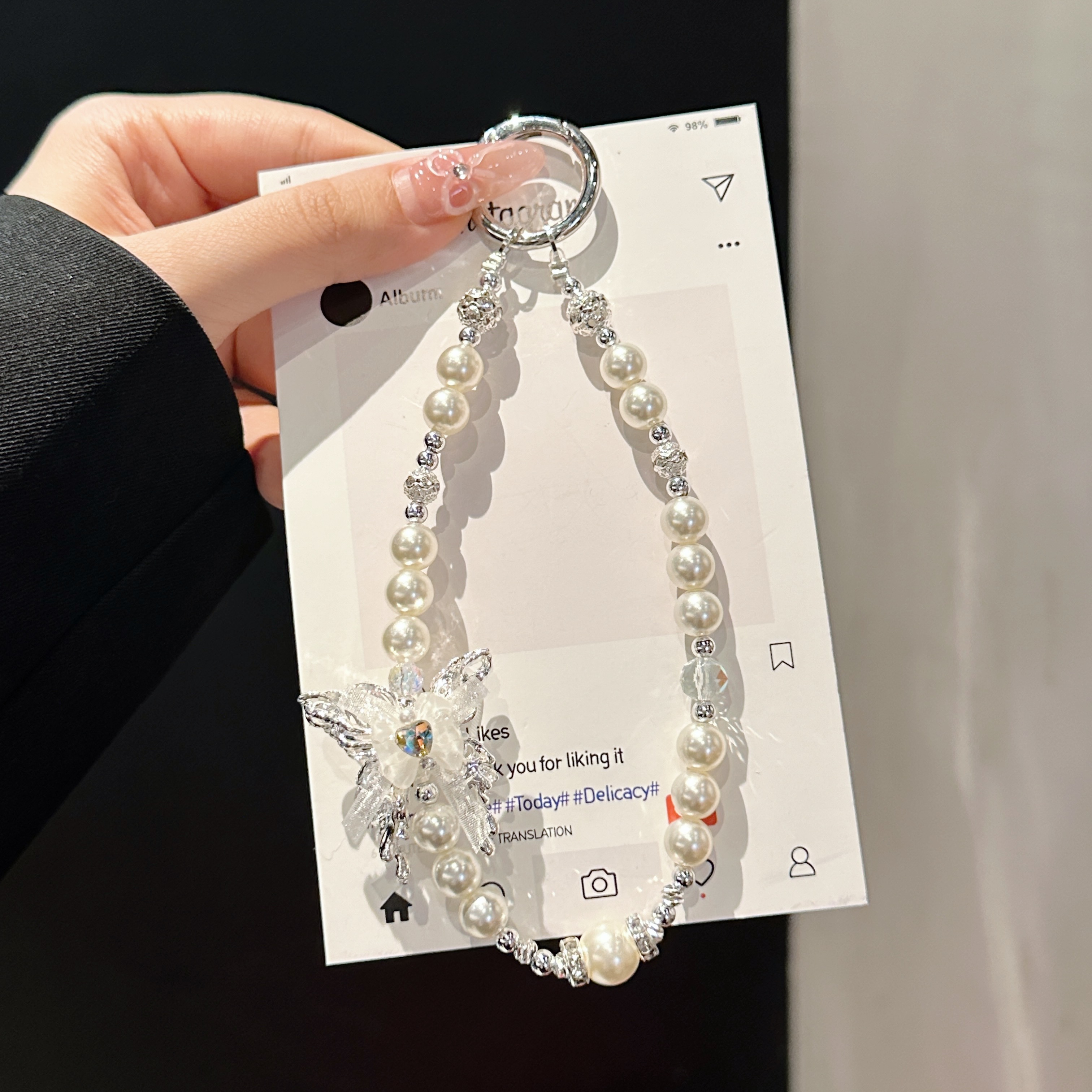 Ethereal Butterfly & Pearl Phone Charms