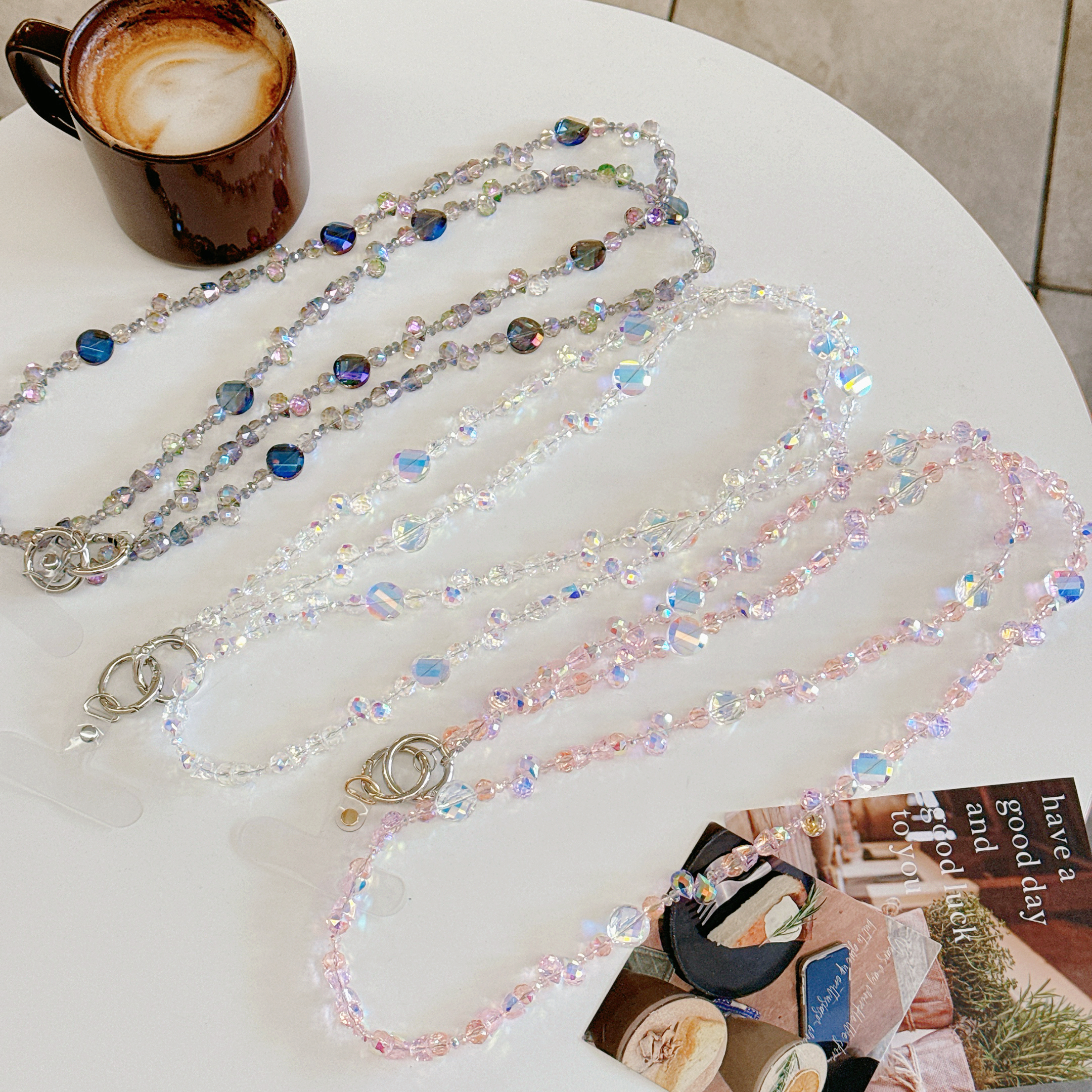 Shimmering Crystal Bead Phone Chains