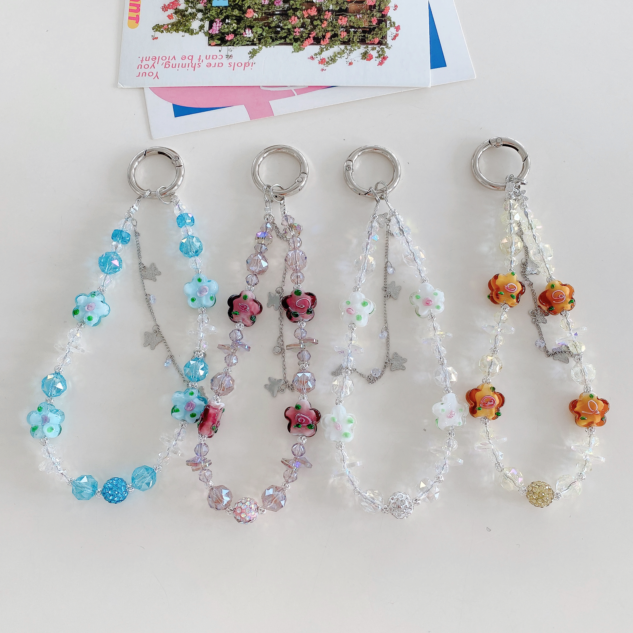 Floral Crystal & Charm Phone Charms
