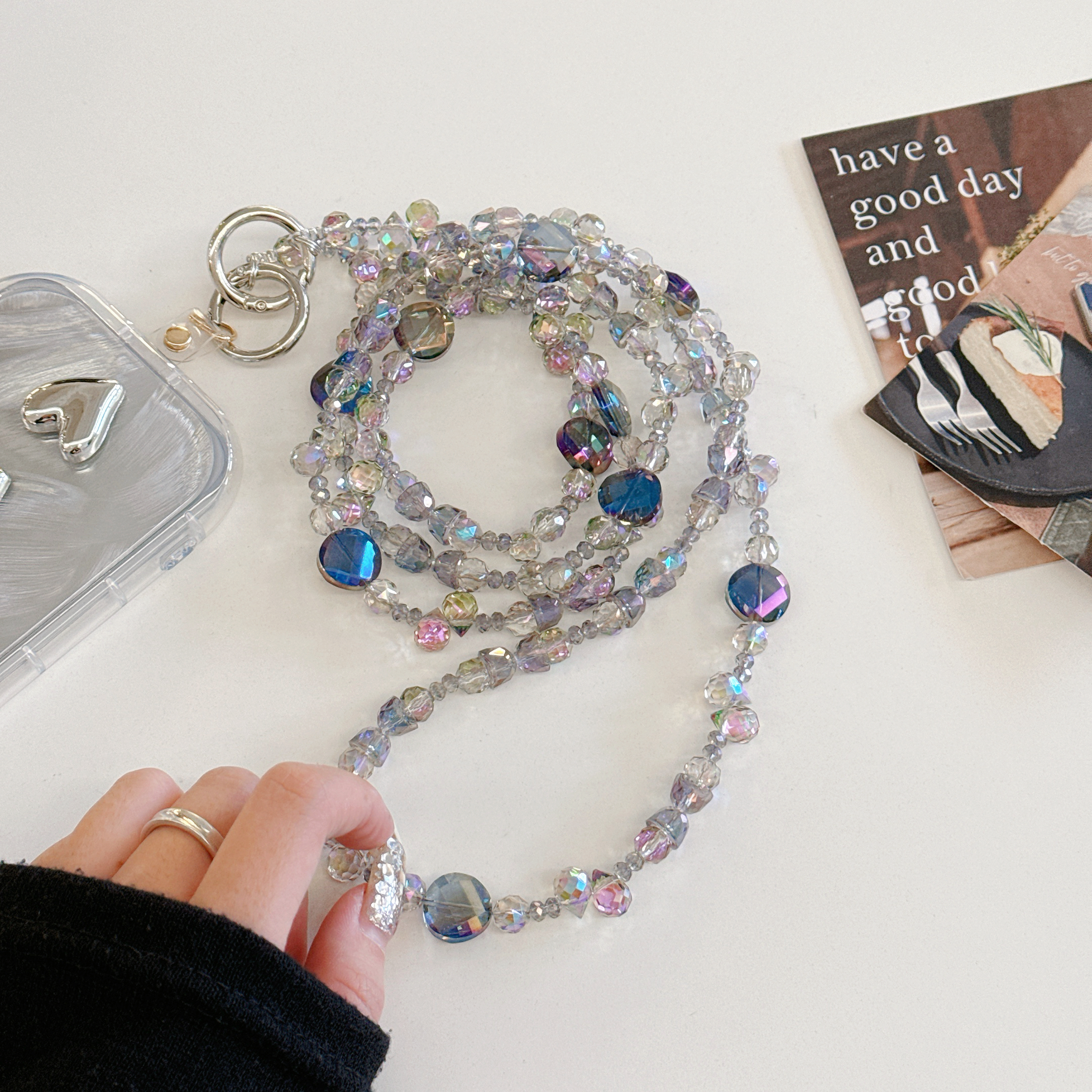 Shimmering Crystal Bead Phone Chains
