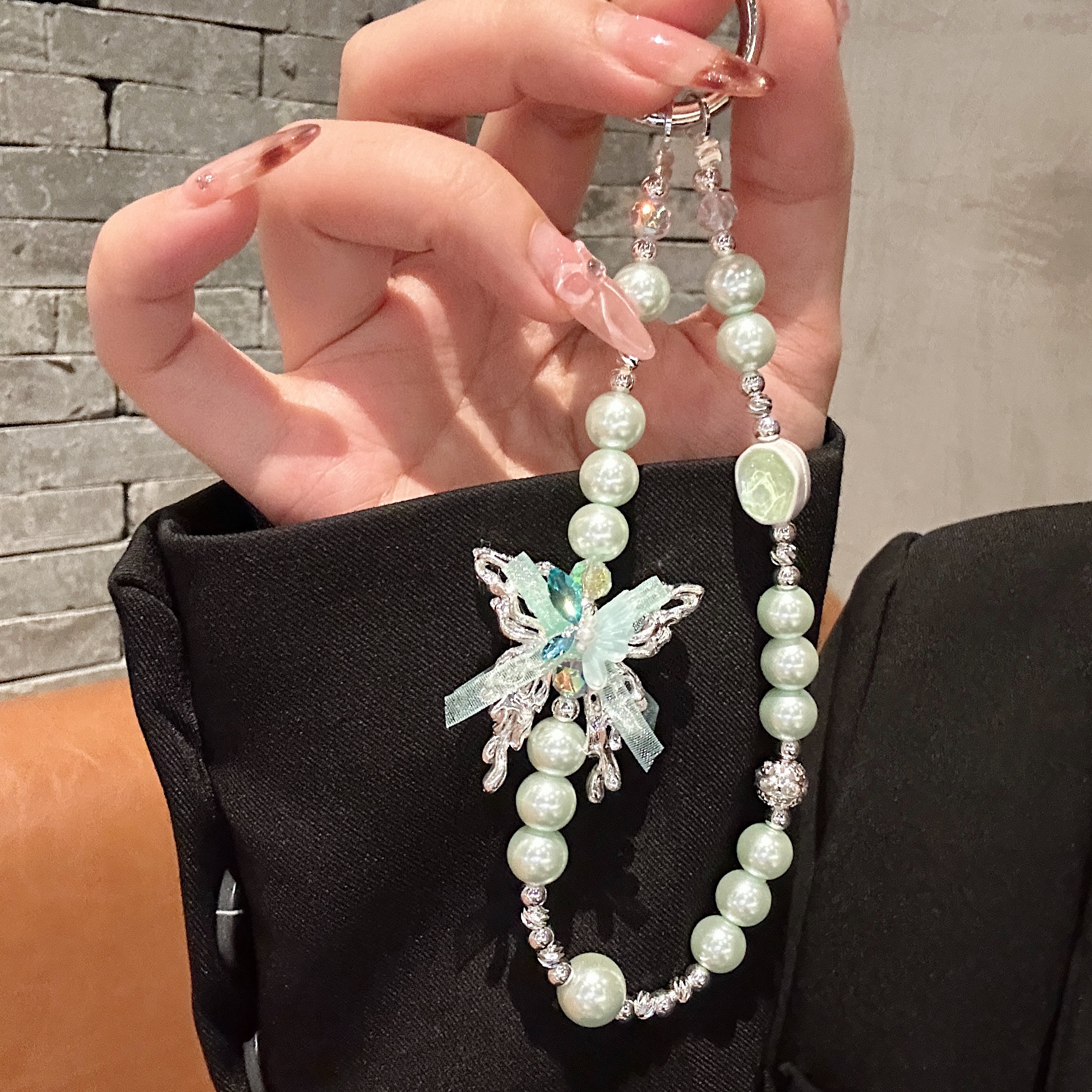 Ethereal Butterfly & Pearl Phone Charms