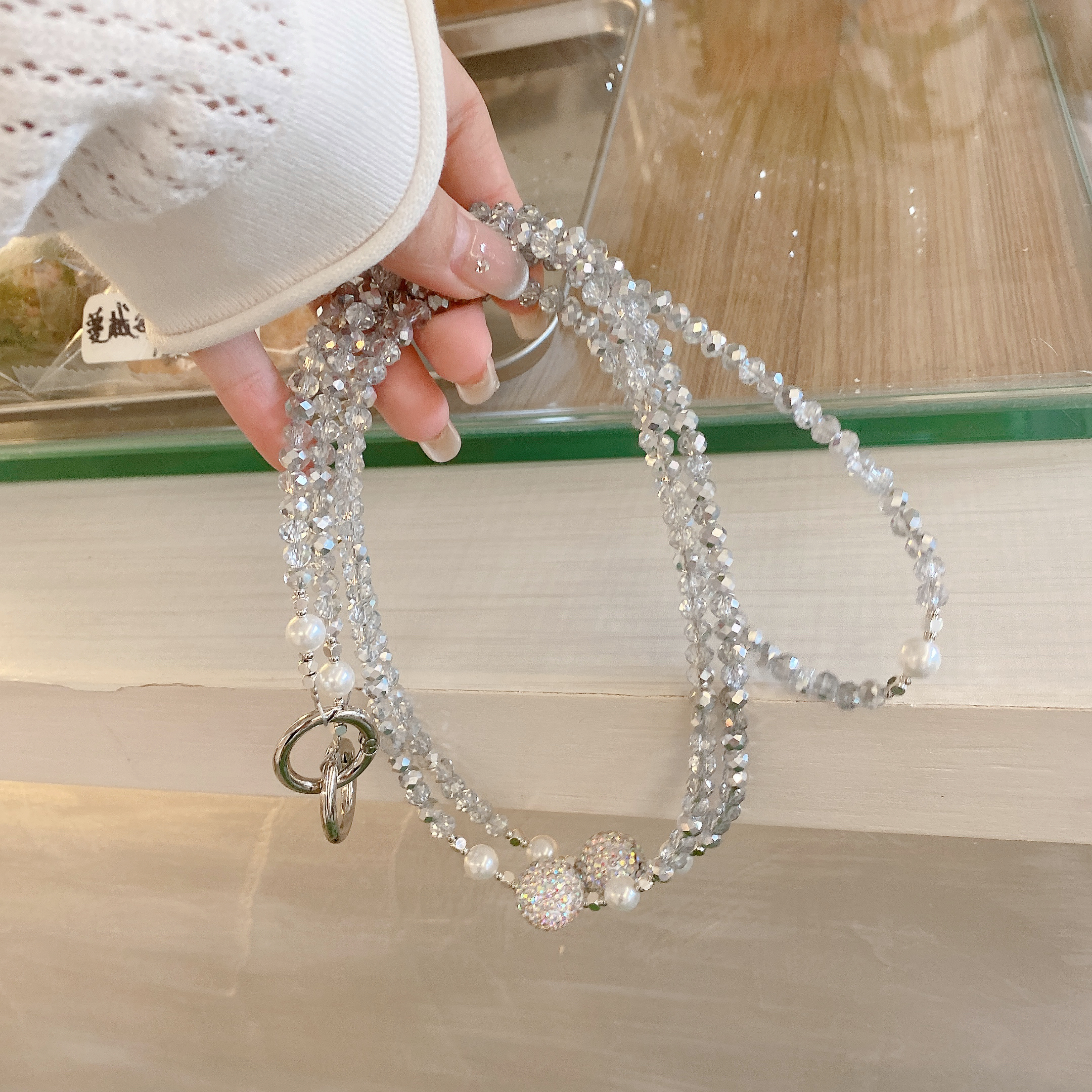 Elegant Pearl and Crystal Phone Charms