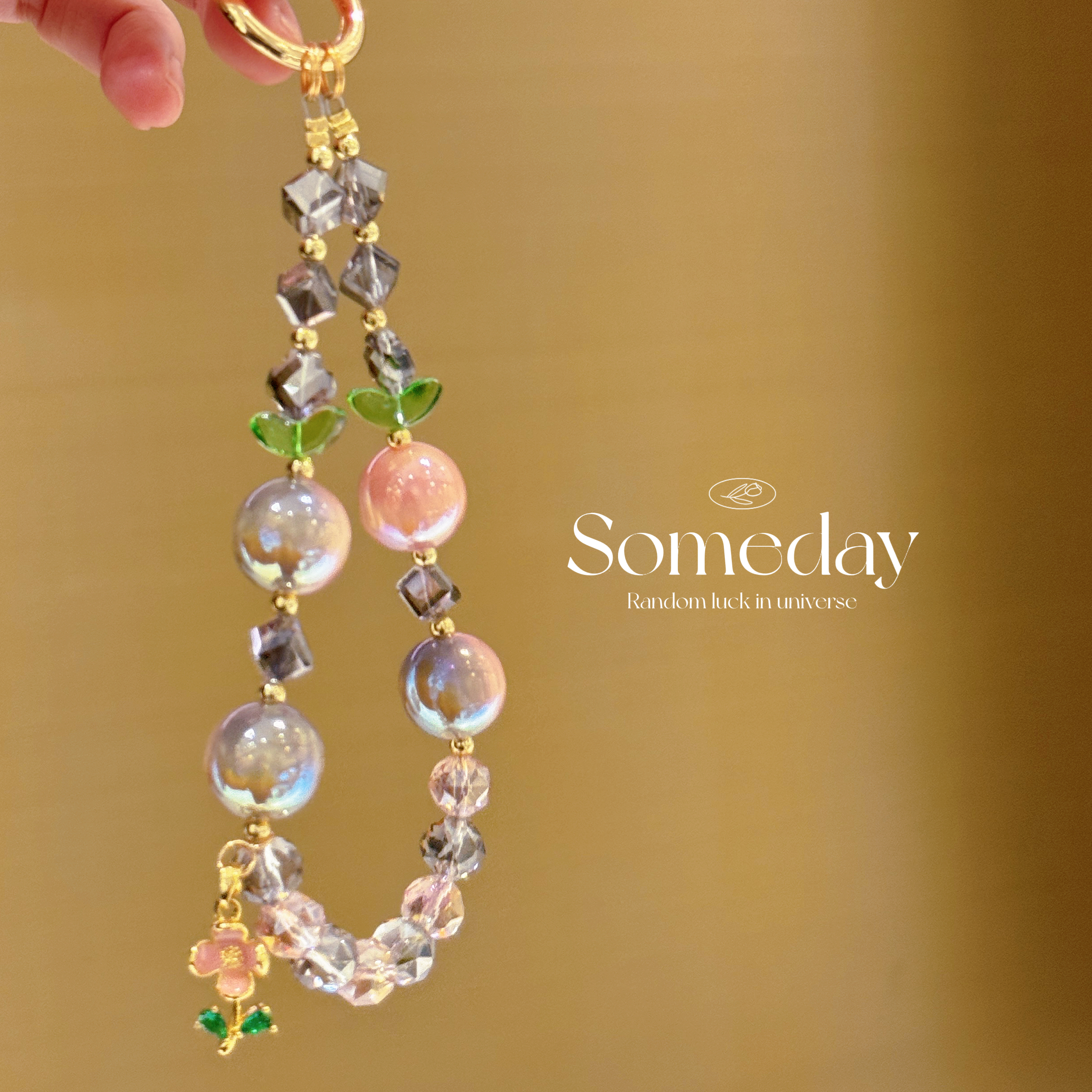 Iridescent Gem & Floral Charm Phone Chains