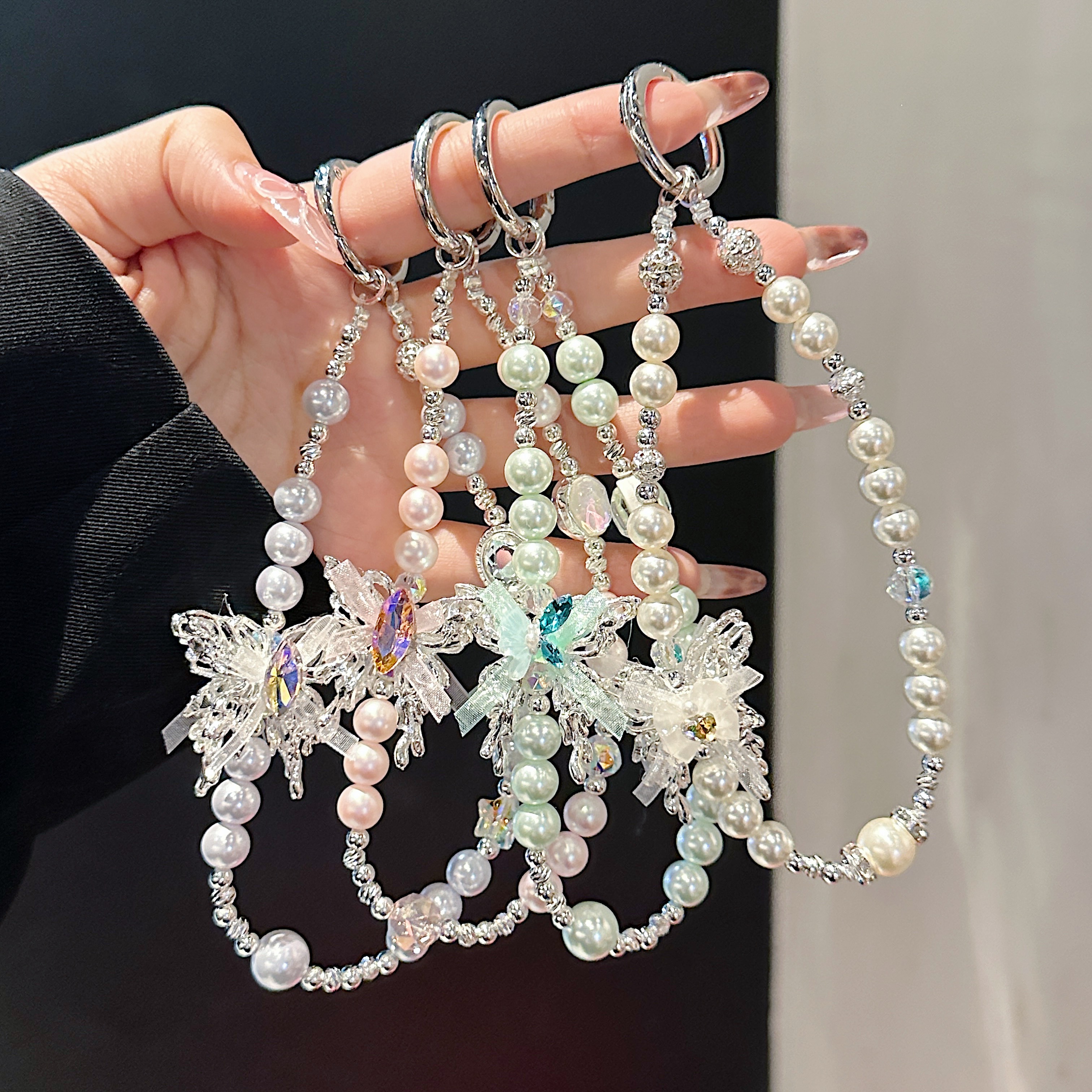 Ethereal Butterfly & Pearl Phone Charms