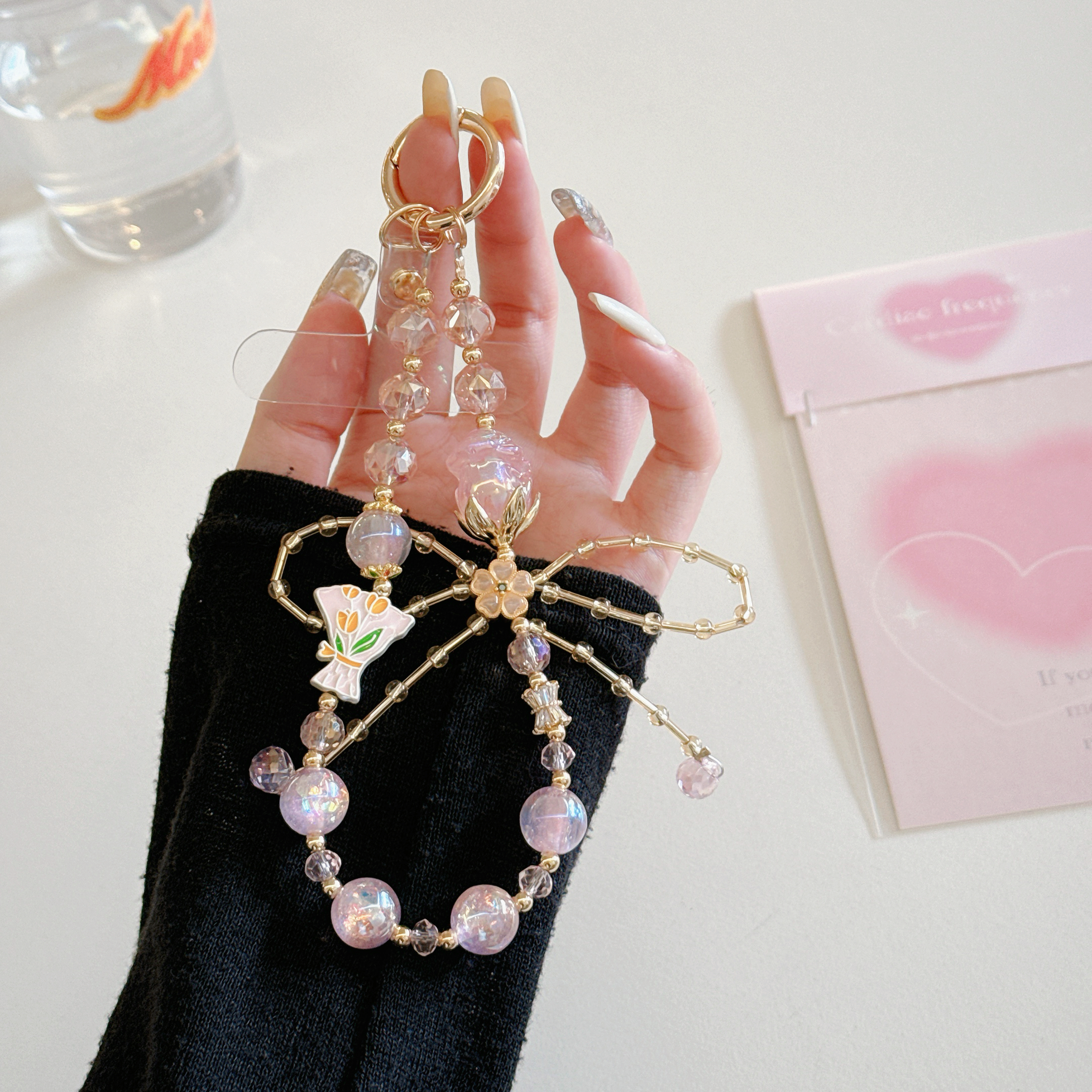 Delicate Flower & Crystal Phone Charms