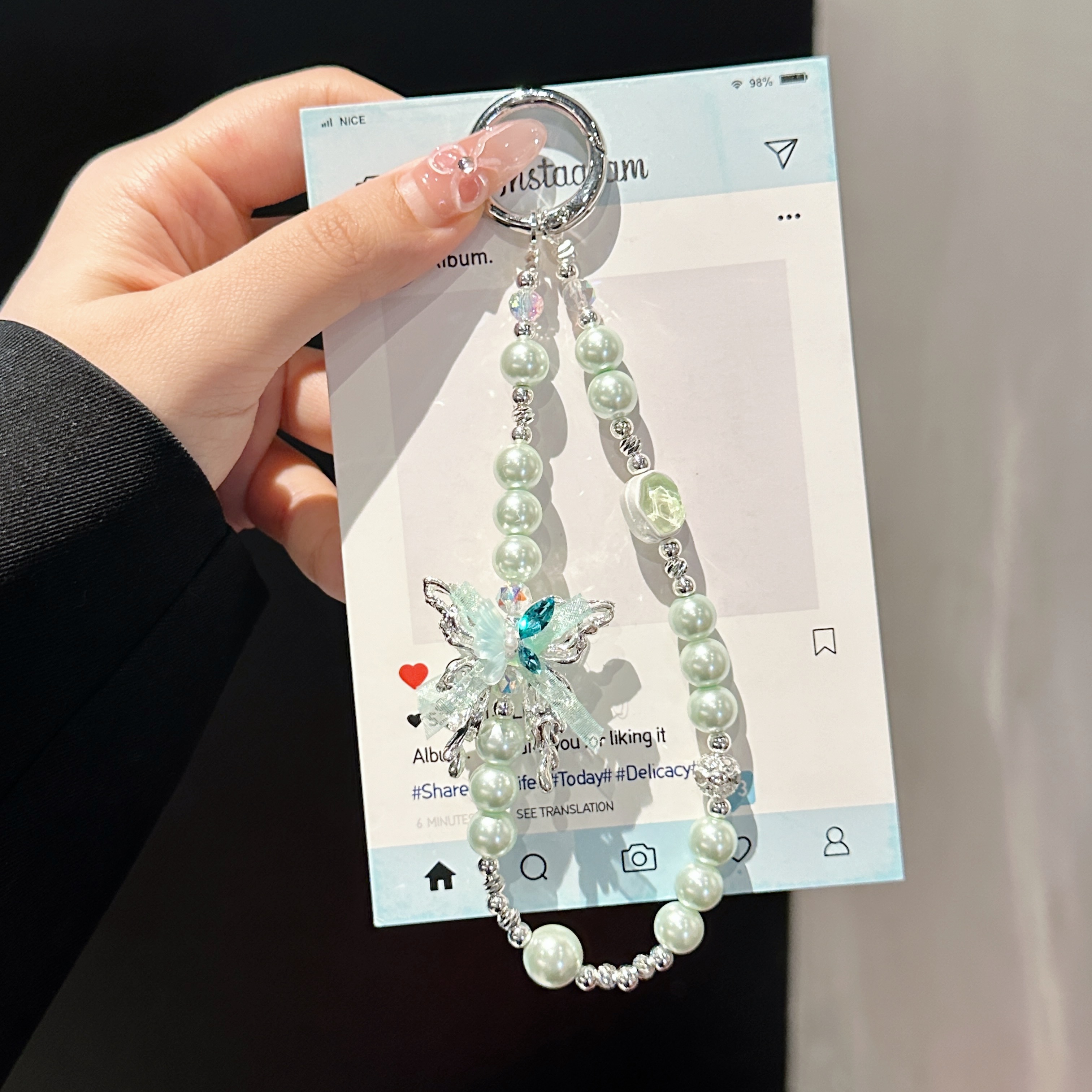 Ethereal Butterfly & Pearl Phone Charms