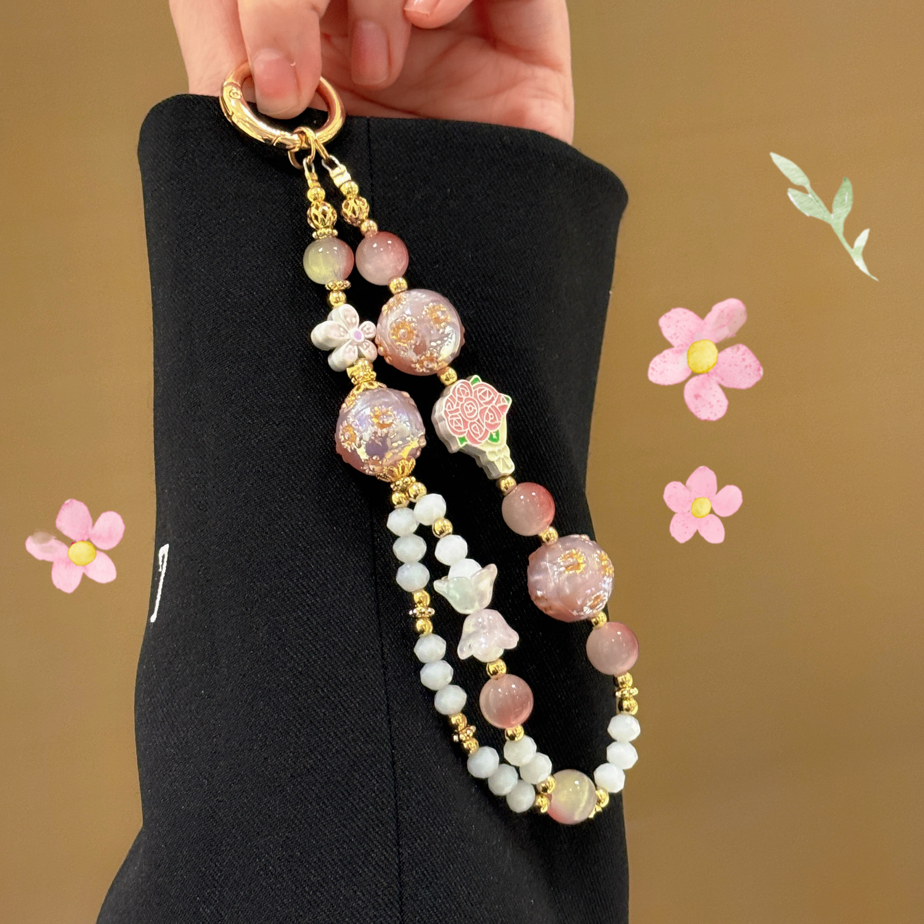 Sparkling Spring & Crystal Bead Phone Charms