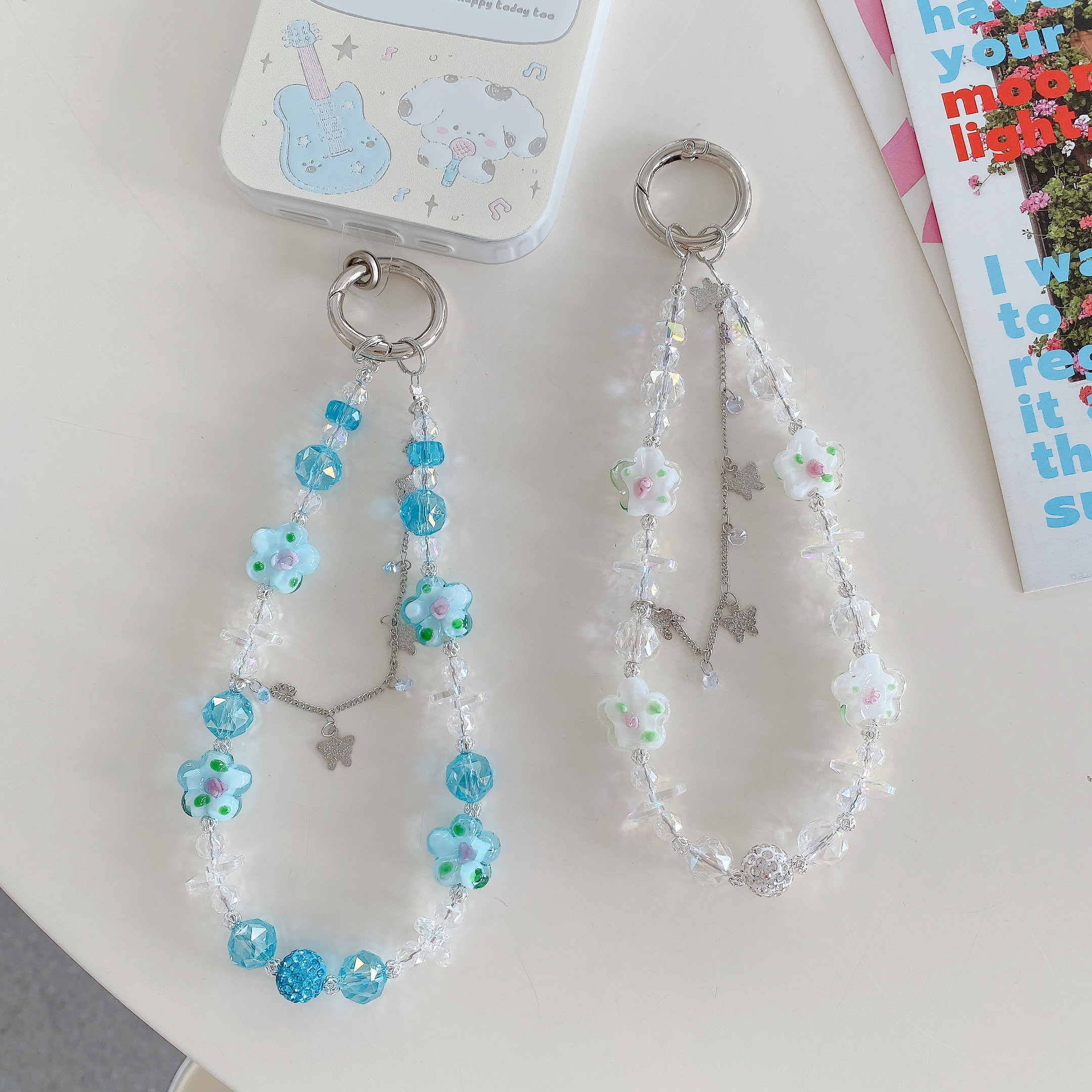 Floral Crystal & Charm Phone Charms
