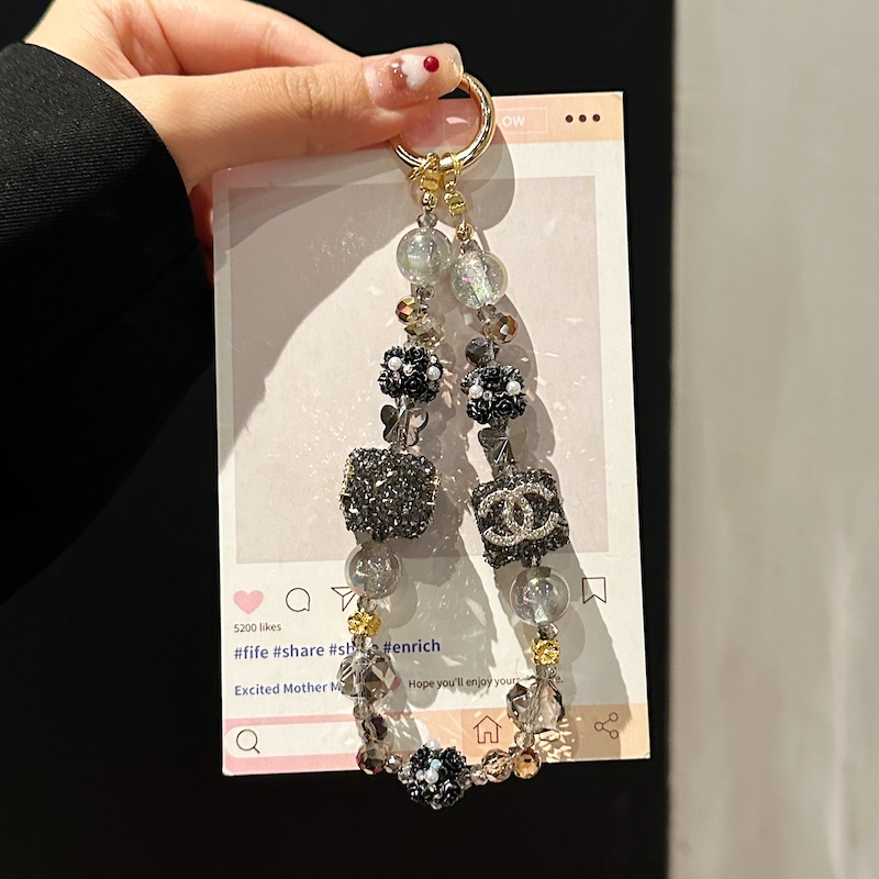 Elegant Crystal Cube & Bead Phone Charms