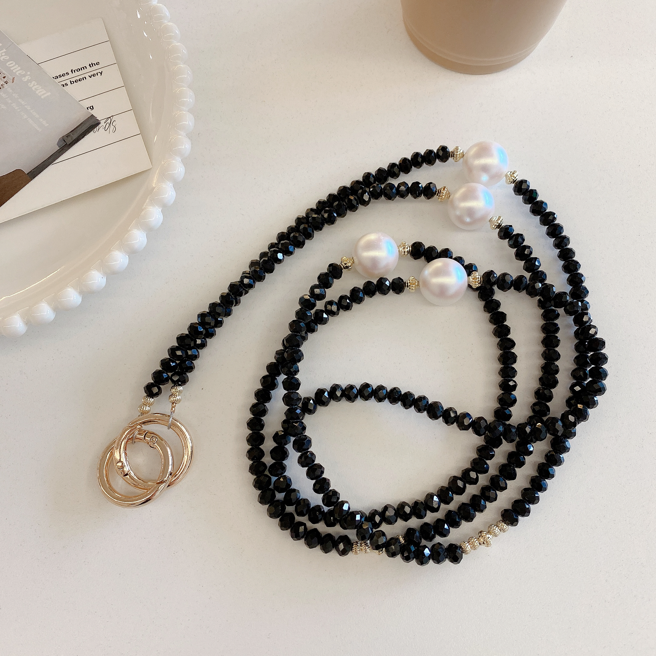 Elegant Pearl and Crystal Phone Charms