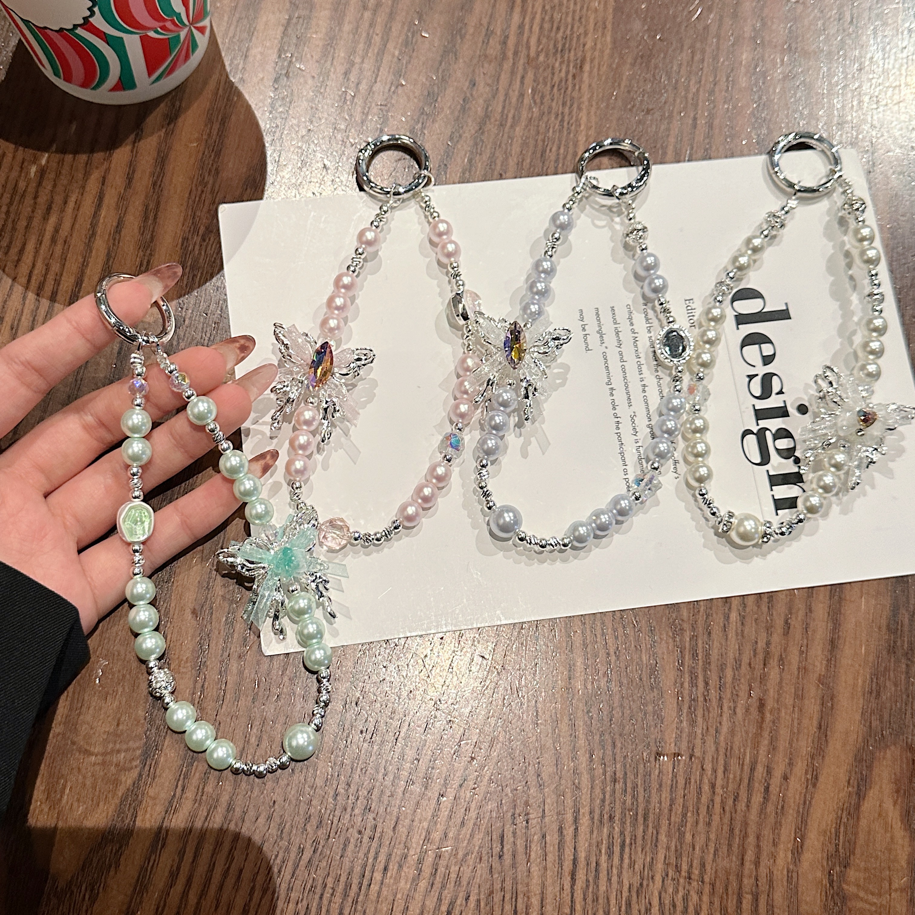 Ethereal Butterfly & Pearl Phone Charms