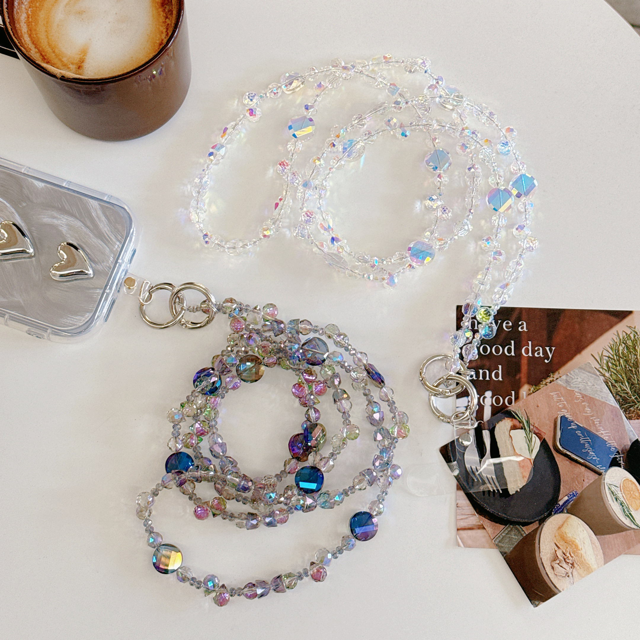 Shimmering Crystal Bead Phone Chains