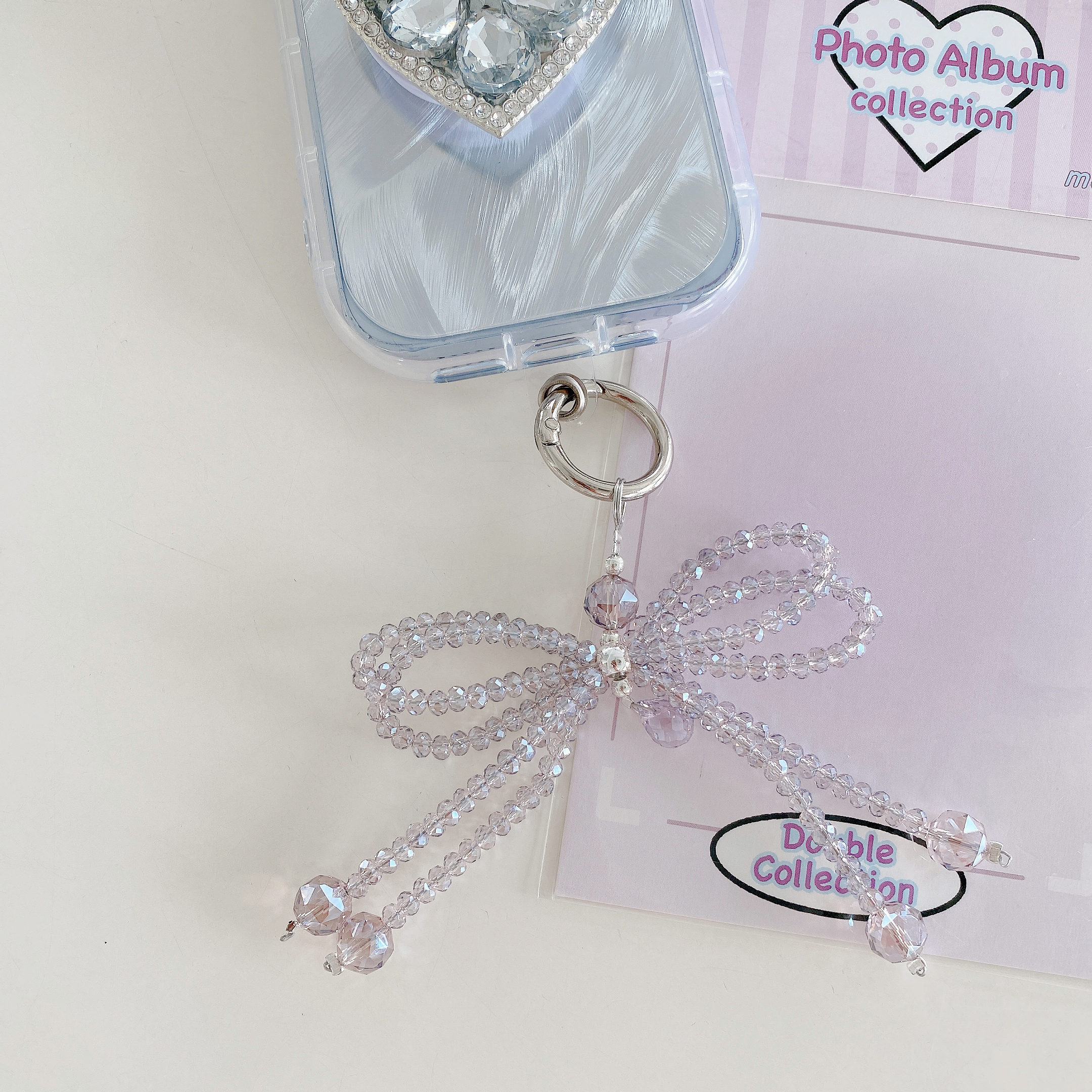 Elegant Crystal Bow Phone Charms