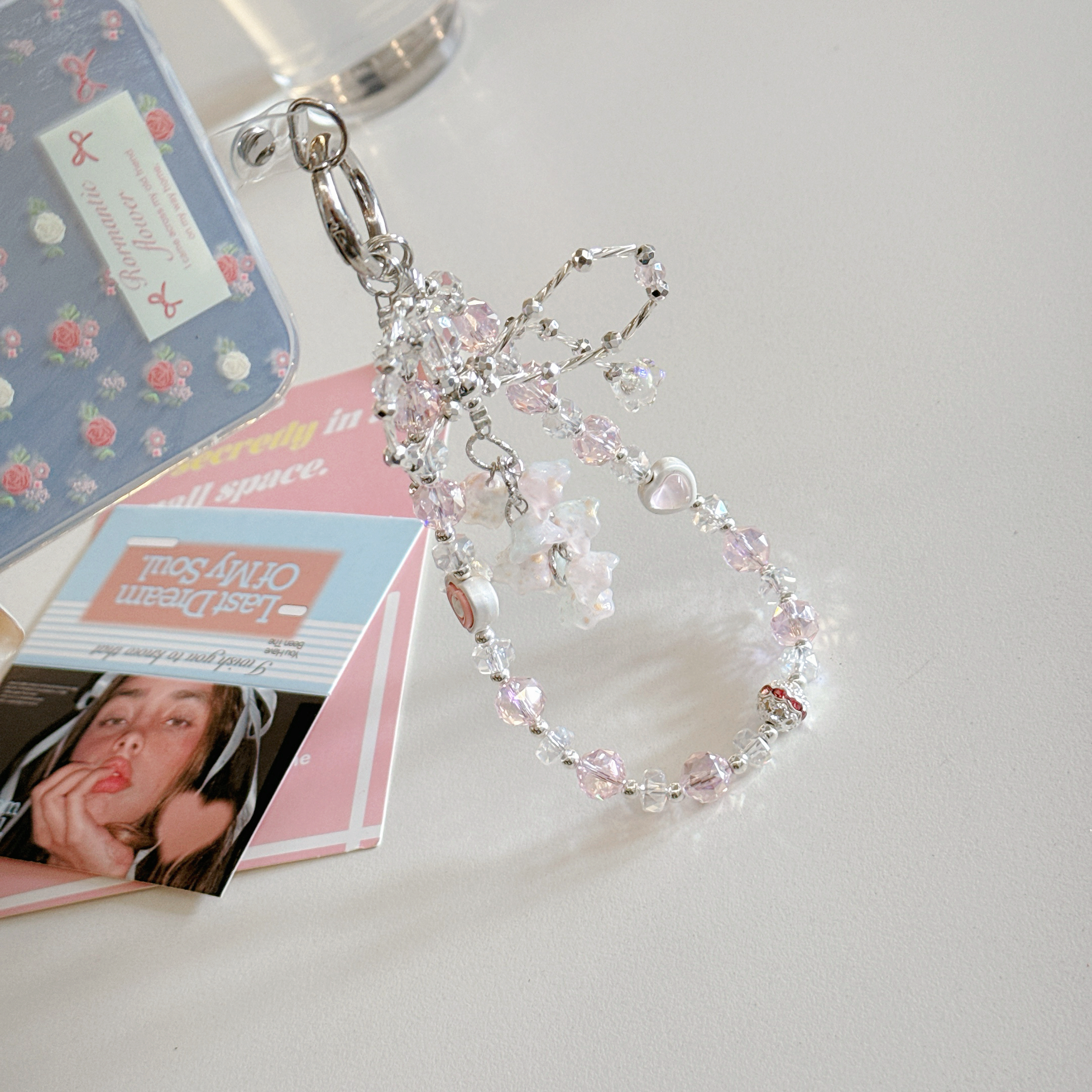 Delicate Flower & Crystal Phone Charms