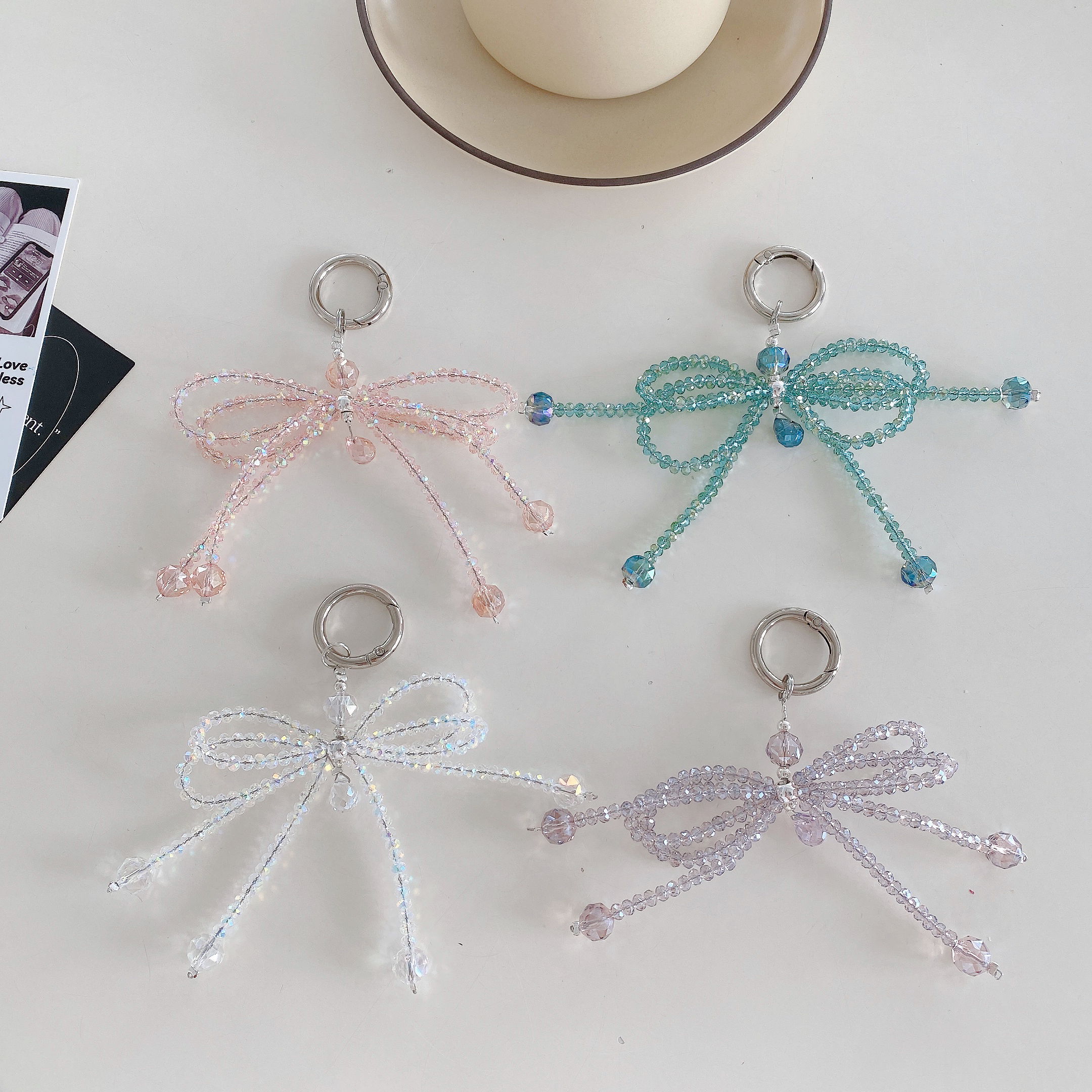 Elegant Crystal Bow Phone Charms