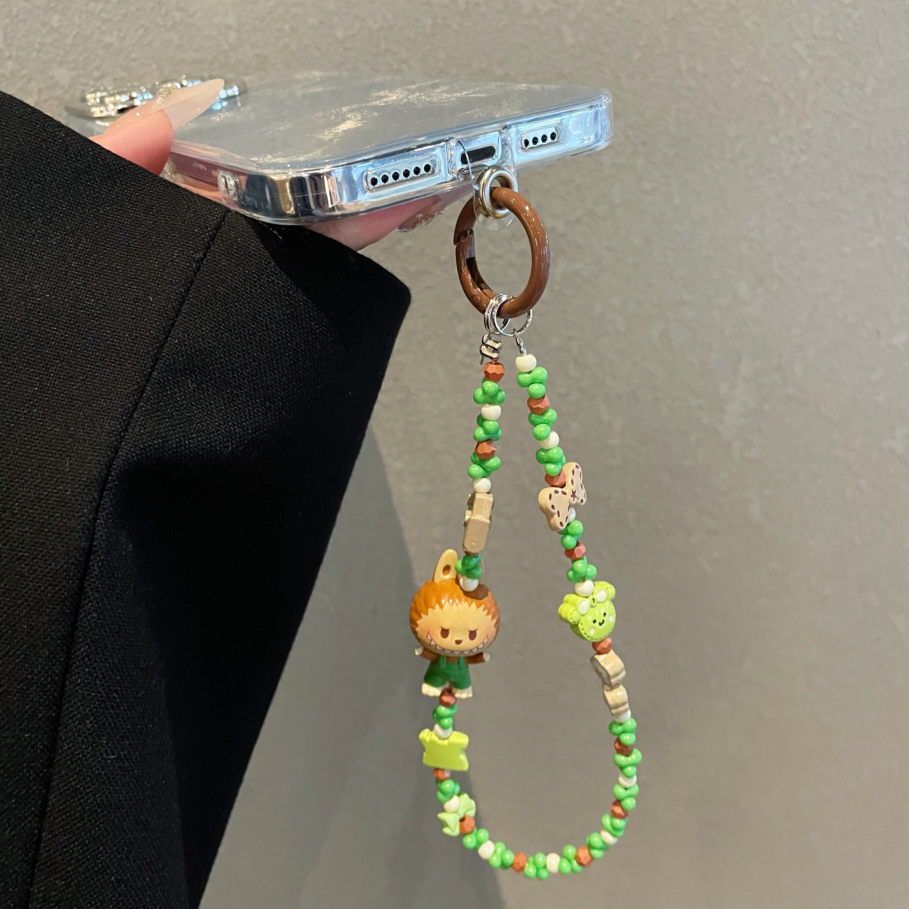 Playful Character & Flower Bead Phone Charms