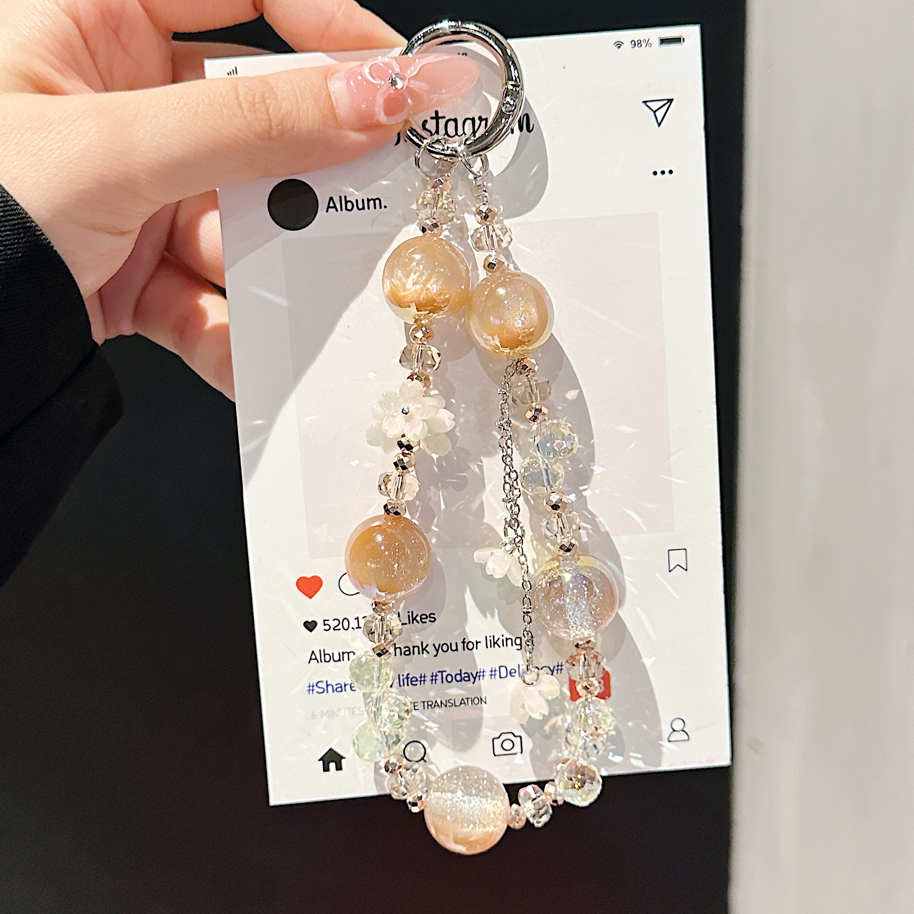 Floral & Crystal Bead Phone Charms