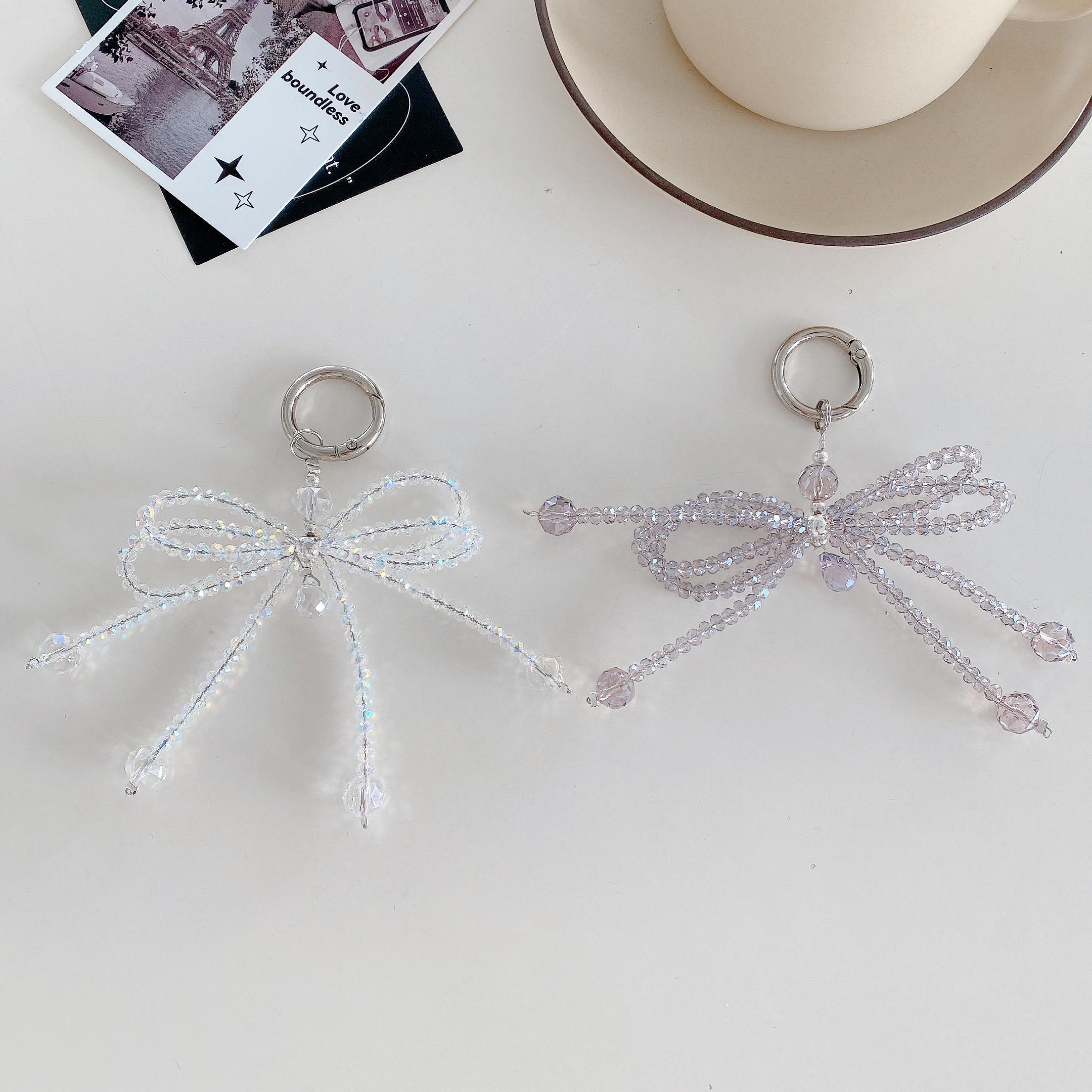 Elegant Crystal Bow Phone Charms
