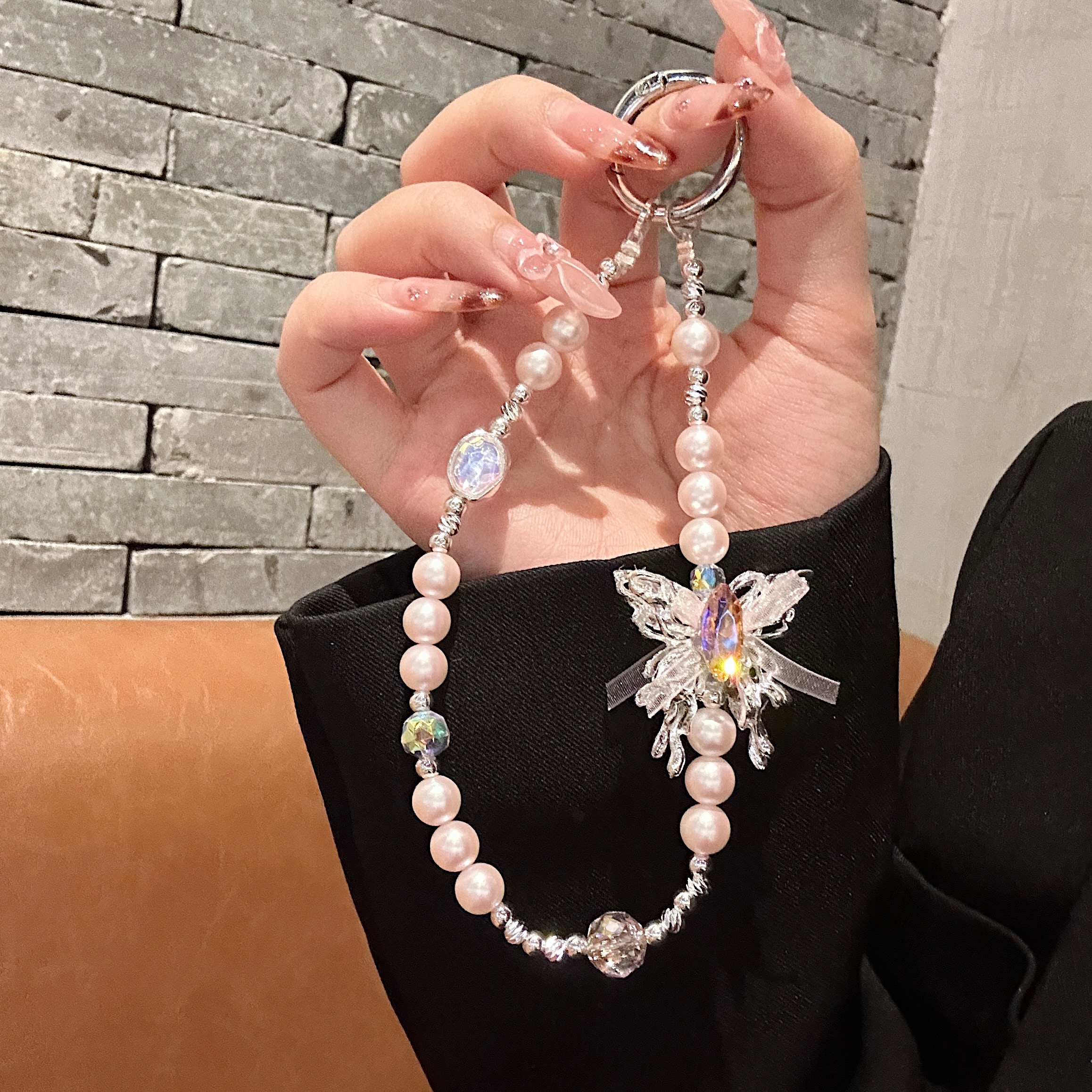 Ethereal Butterfly & Pearl Phone Charms
