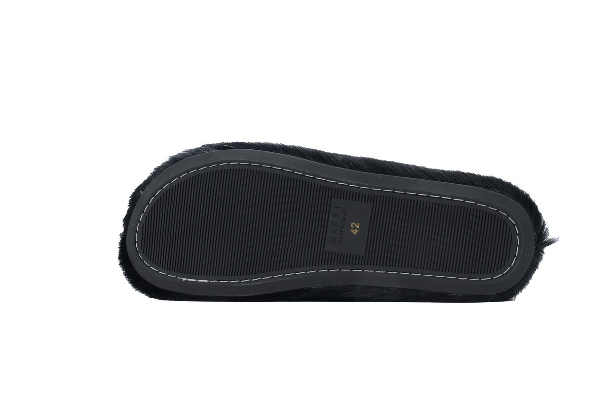 Marni Loafers Long-hair Calfskin Fussbett Sabot Black