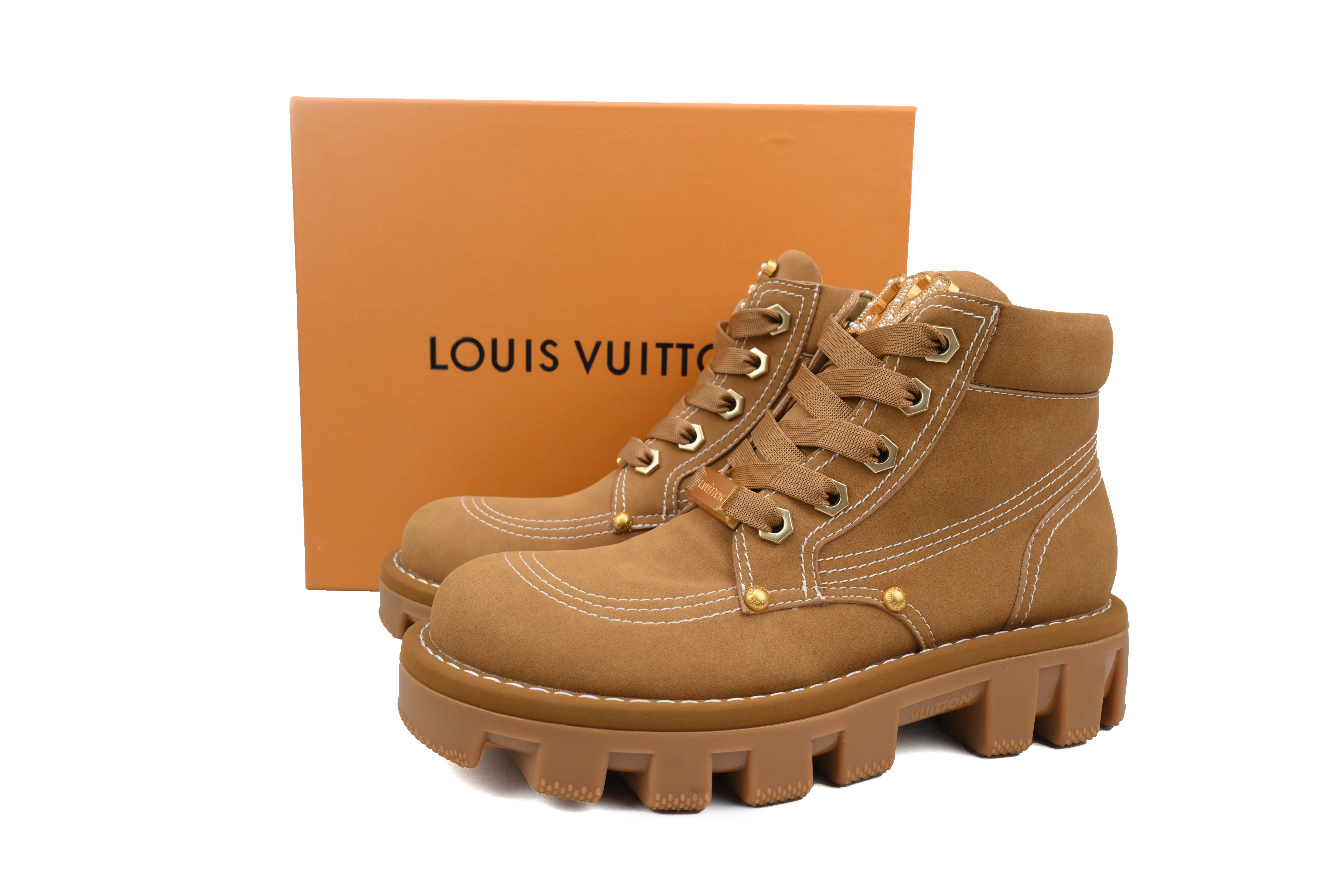 Louis Vuitton Checker Ankle Martin Boots 1ACN8B