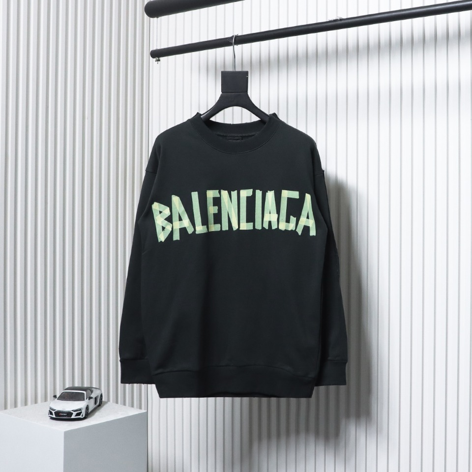 Balenciaga Double Front Crewneck Hoodie Black