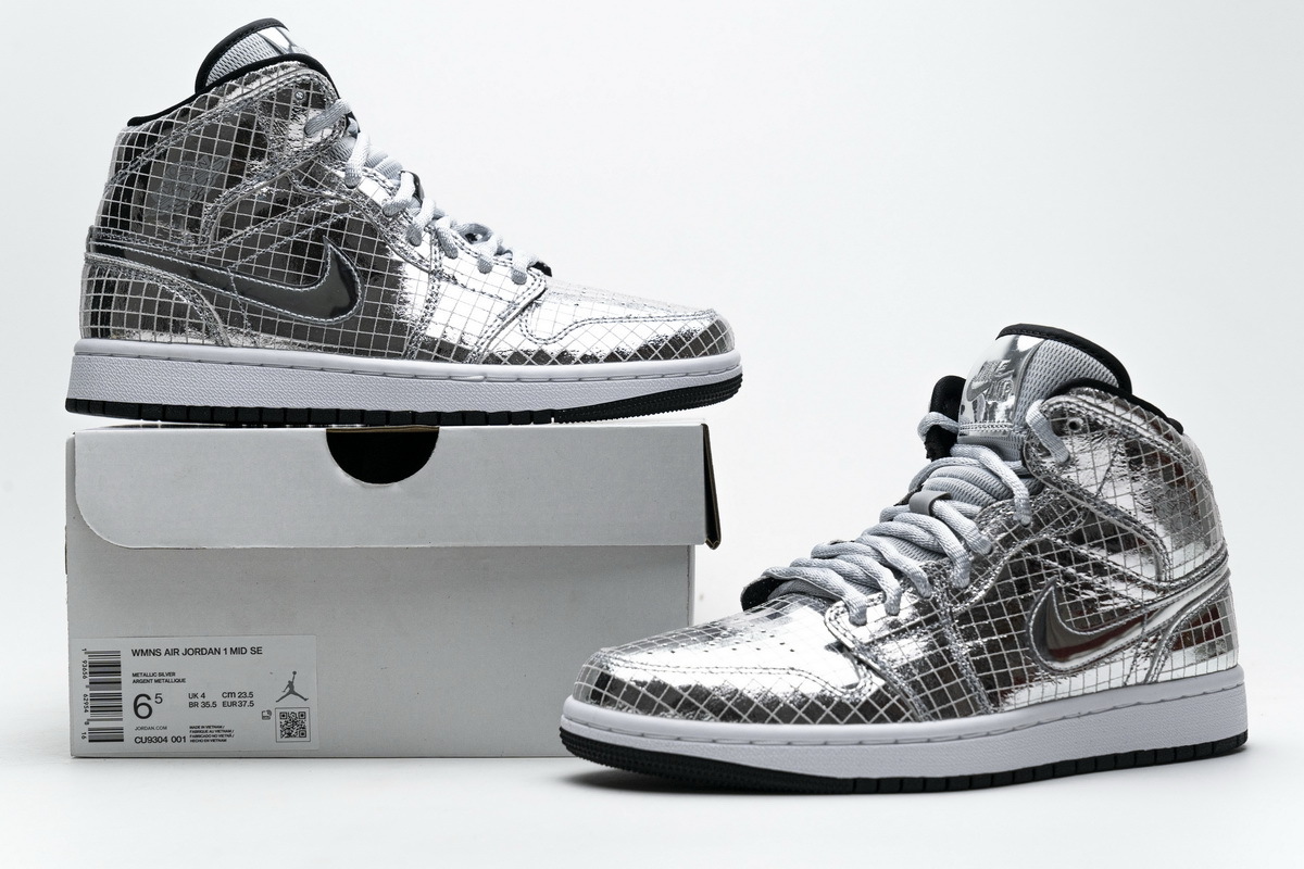 Jordan 1 Mid SE Disco Metallic Silver (Women's) CU9304-001