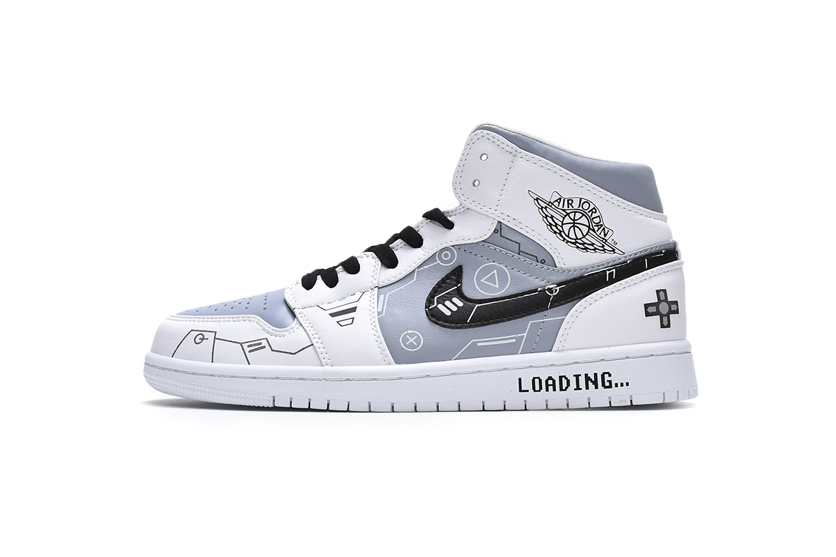 Air Jordan 1 Mid PS5 White Grey Black 554724-130