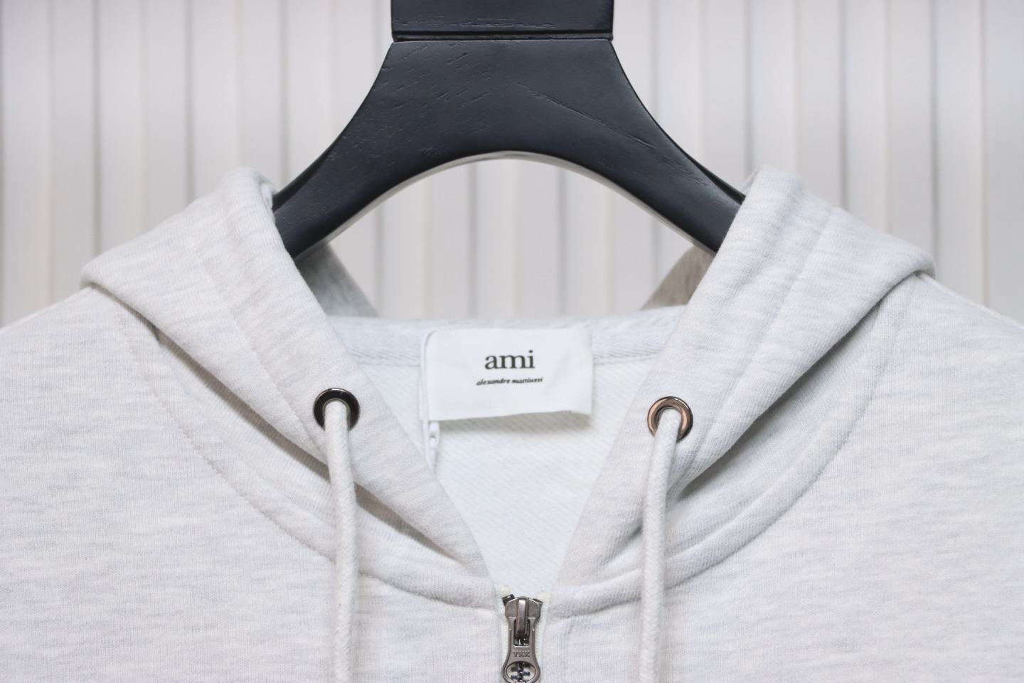 AMI Paris Ami de Coeur Cotton Zip Hoodie Grey