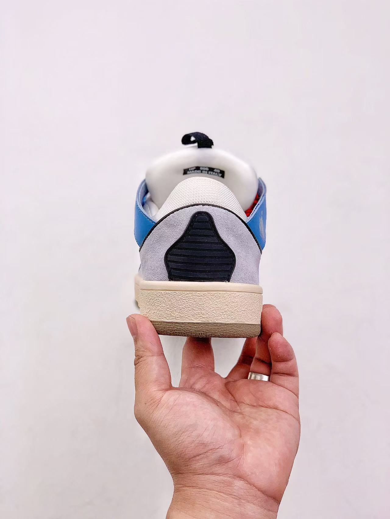 Lanvin Blue and Red Lace Sneakers