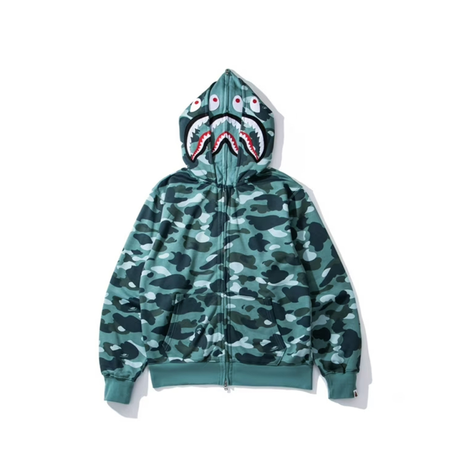 BAPE Double Hoody Shark Hoodie Laker Blue
