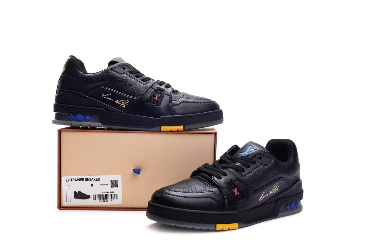Louis Vuitton Trainer Black Litchi Pattern FD0226