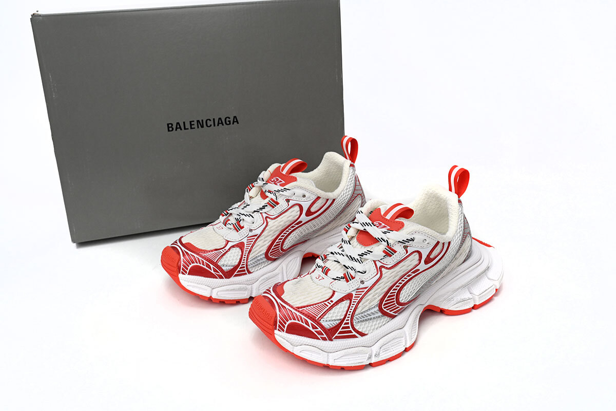 Balenciaga 3XL Sneaker in White Red 734734 W3XL2 9060