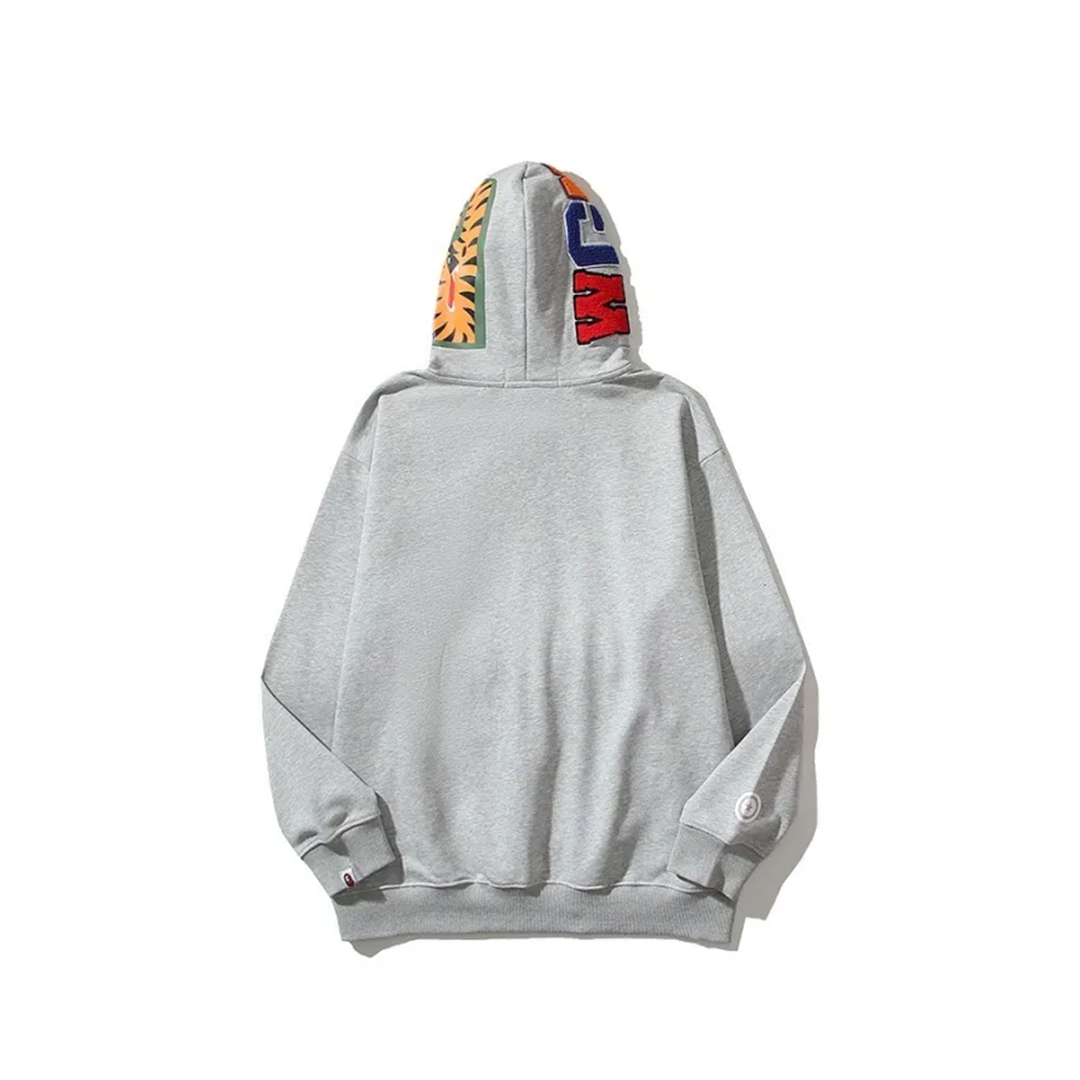 BAPE Solid Color Shark Hoodie Grey