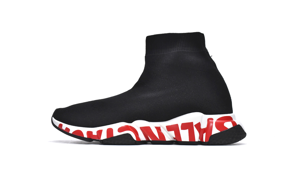 Balenciaga Speed Black And Red Graffiti Sneakers