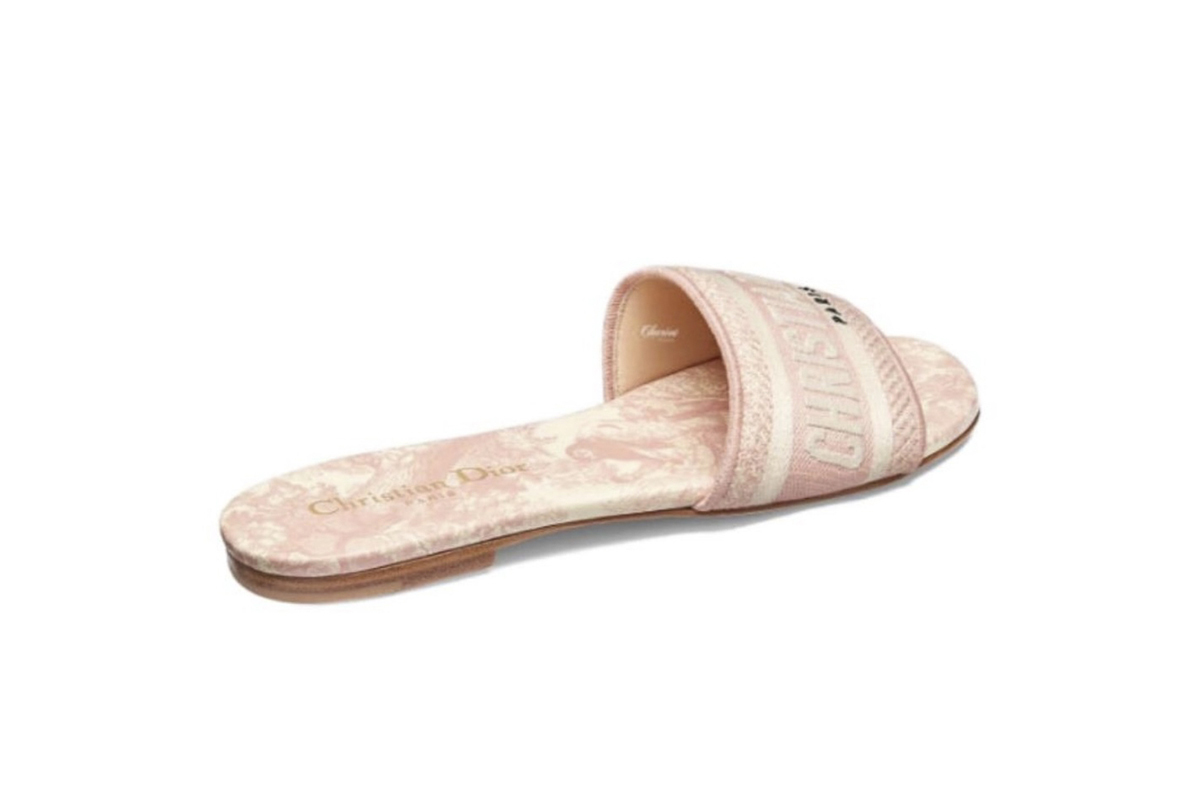 Dior Dway Slide Pink Toile de Jouy Embroidered Cotton