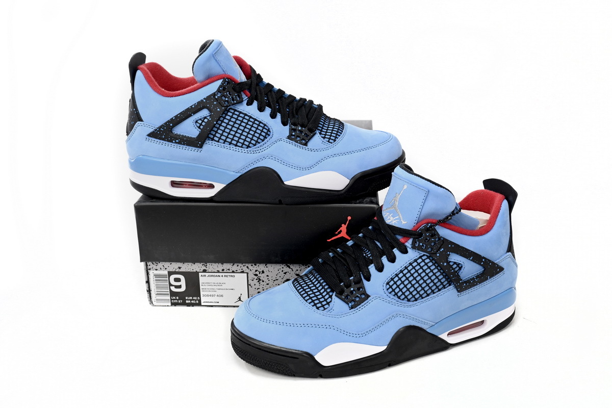 Top Quality Jordan 4 Retro Travis Scott Cactus Jack University Blue Black-Varsity Red 308497-406