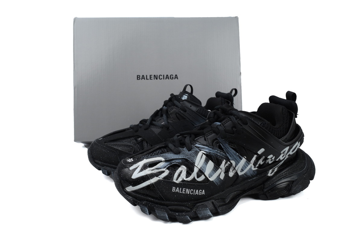 Balenciaga Track Sneaker Black White Graffiti 542436 WTRHW 1090