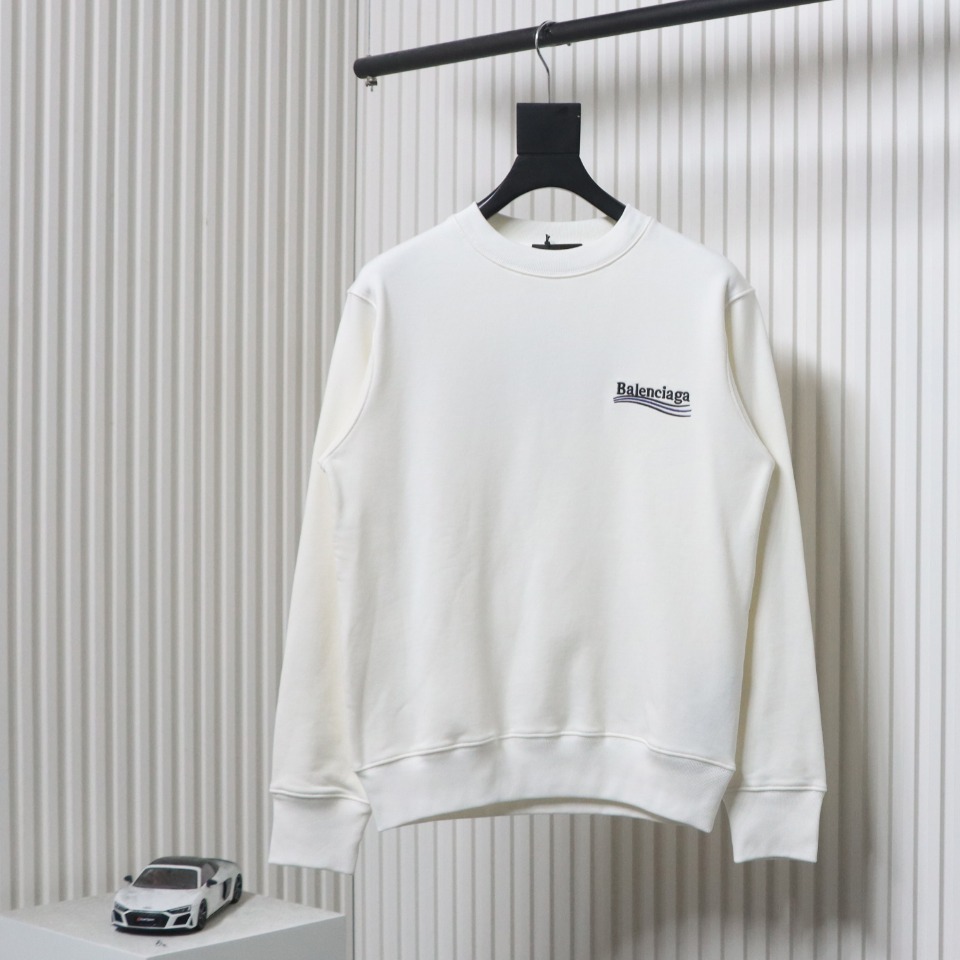 Balenciaga Campaign Logo Printed Hoodie White
