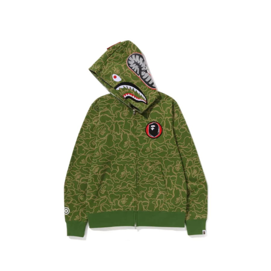 BAPE 30th Anniversary Line Camo Shark Full Zip Hoodie Green